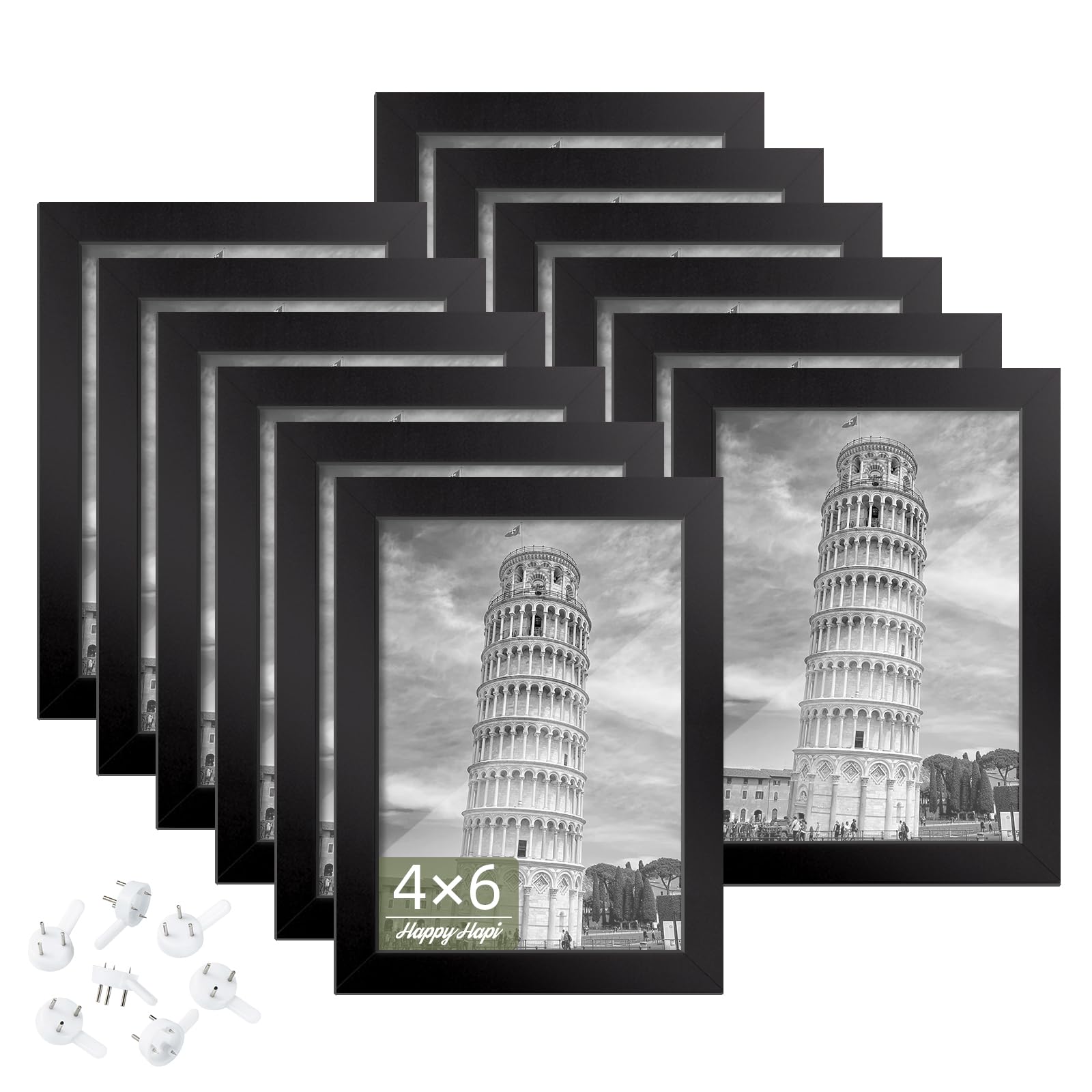 4x6 Picture Frame Set of 12, Photo Frame for 4x6 Pictures, Tabletop or Wall Mount Display Picture Frames for Prints, Photos, Pai