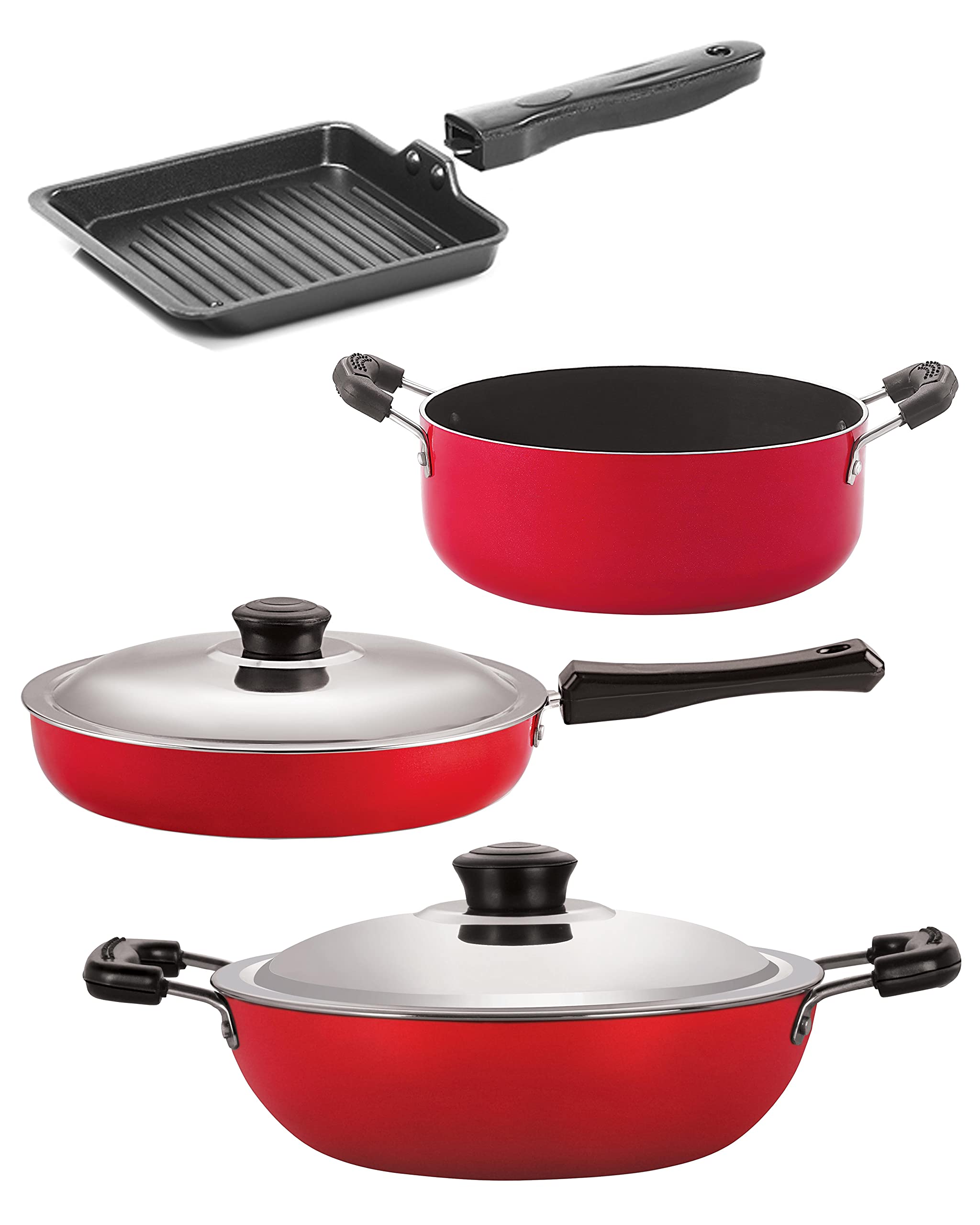 Nirlon Non Stick Cookware Kitchen Cooking Essential Gift Set Of 4 Pieces (Fp13_Dkd(B)_Sgp_Cs24)