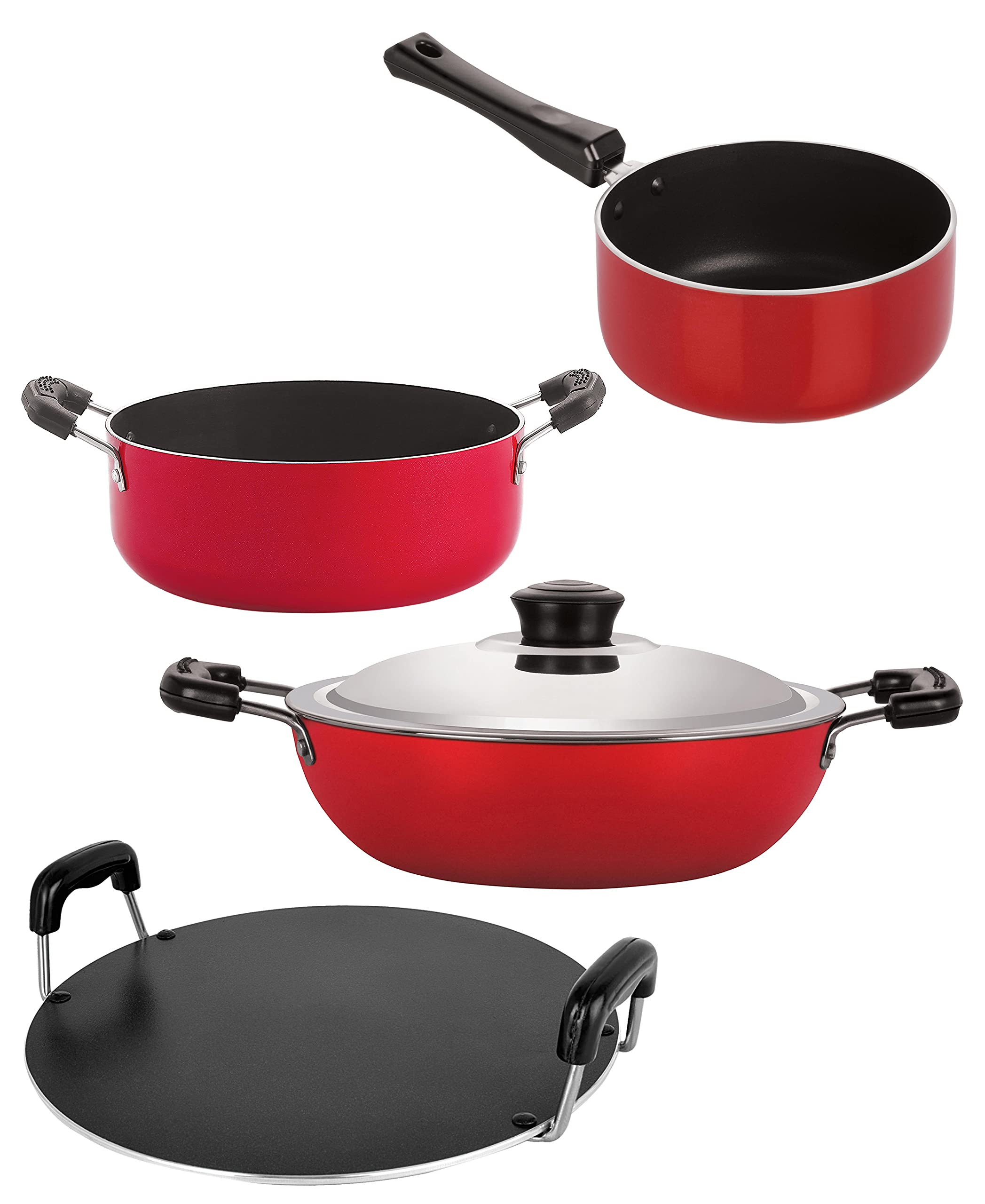 Nirlon Dishwasher Safe Non Stick Cookware Pots And Pans Set Of 4 Pieces (Dkd(M)_Sp(B)_Rt_Cs24)
