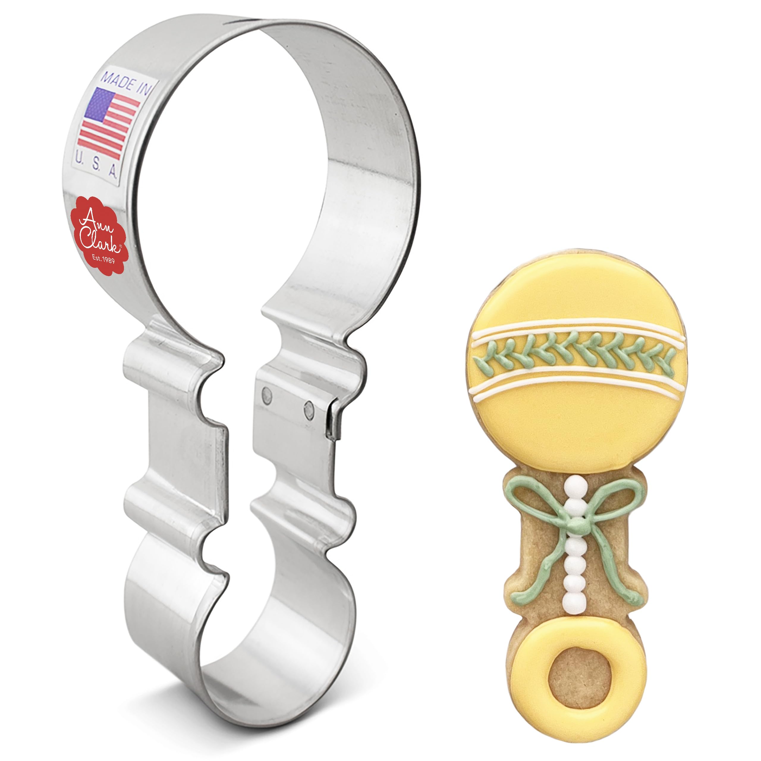 Baby Rattle Cookie Cutter 4.5'' Made In Usa By Ann Clark