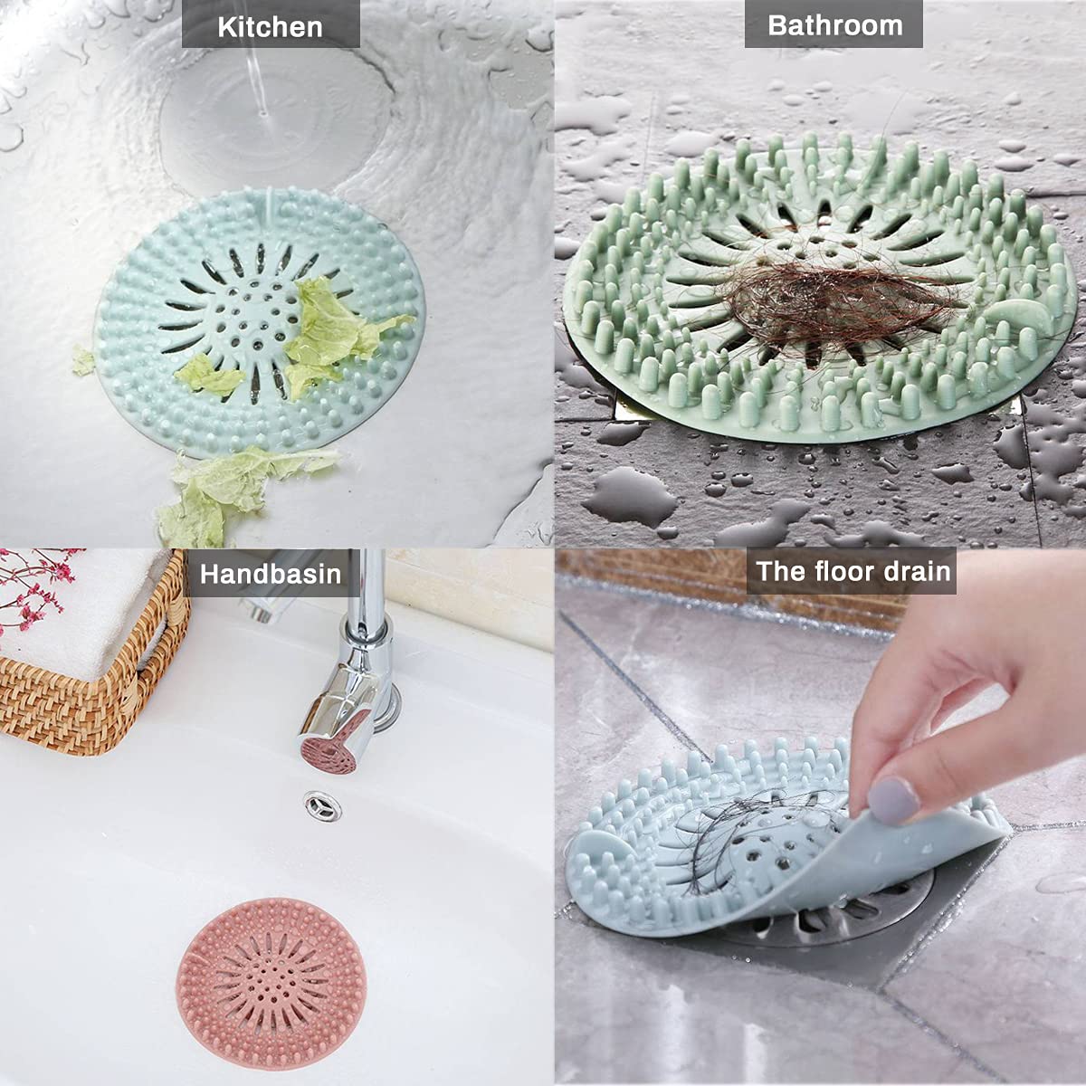 Hair Catcher Rubber Stopper Shower Drain Covers For Bathroom, Bathtub, Handbasin, Tub, Kitchen, Sink, Strainer, Sewer, Plug, Fil