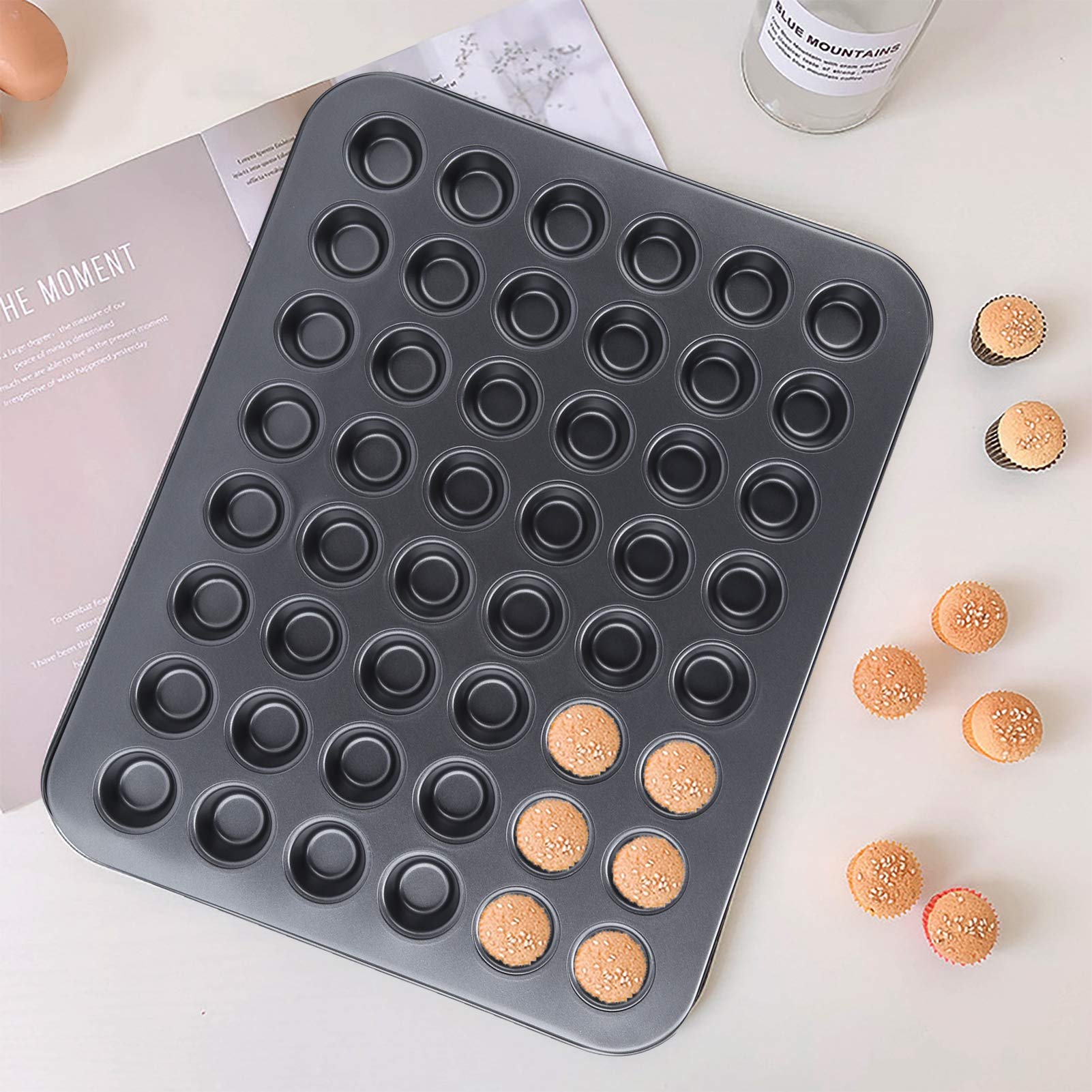 Cupcake Pan, 48-Cup Nonstick Mini Round Cupcake Pan Tray Baking Bakeware Cooking Accessory, 48 Cups Muffin And Cupcake Pan, Grey