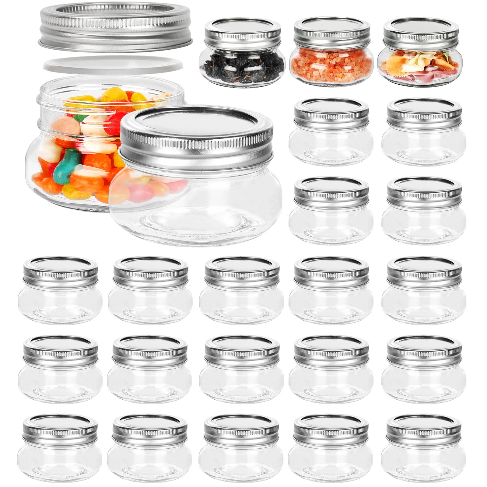 Betrome 4 Oz Mason Jars, 24 Pack 120Ml Glass Canning Jars With Regular Mouth Lids, Glass Jars Storage Containers For Overnight O