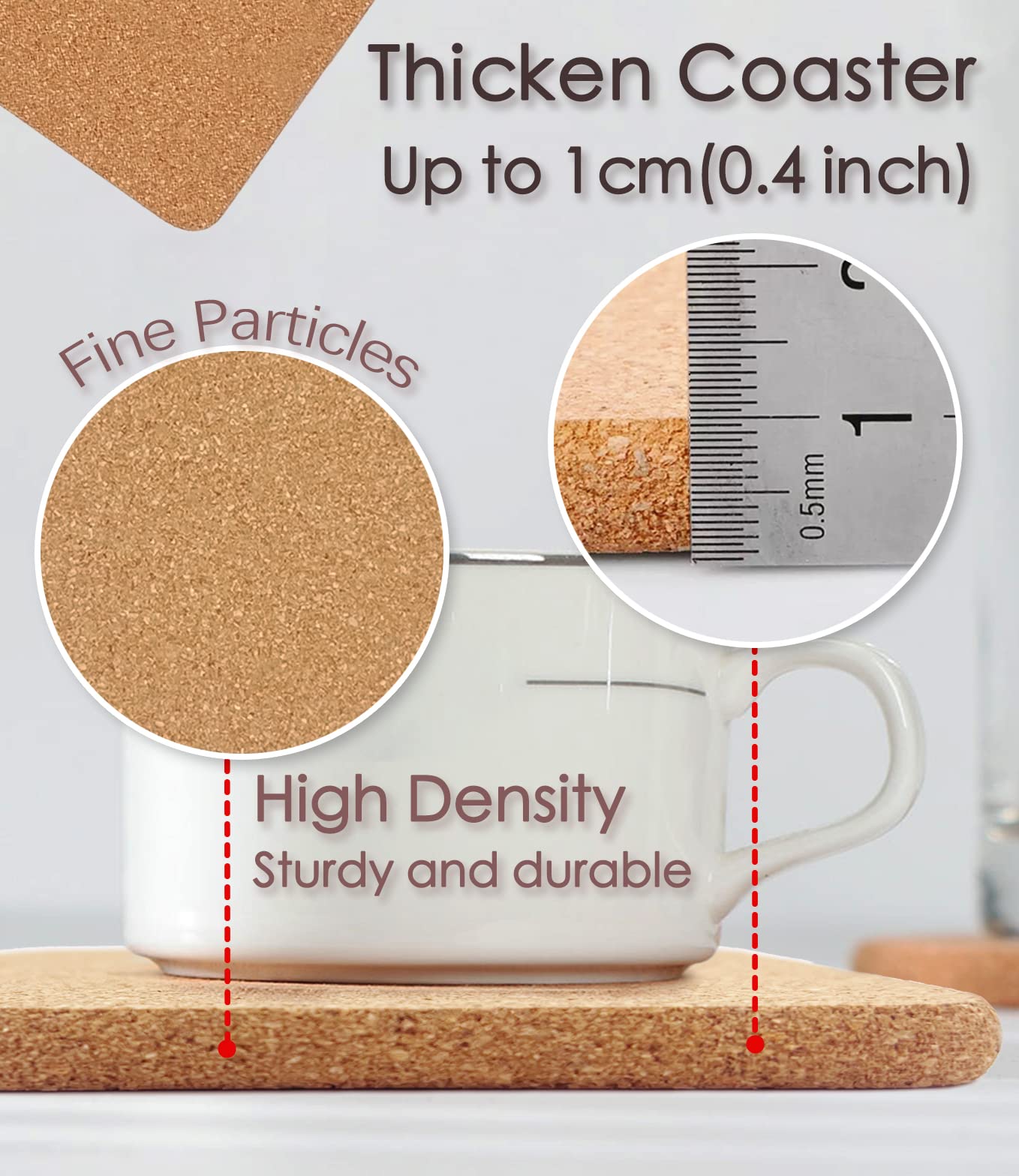 Kitlab Cork Trivet, 4 Pcs High Density Thick Square Cork Trivets For Hot Dishes, 8 Inch Heat Resistant Multifunctional Cork Coas