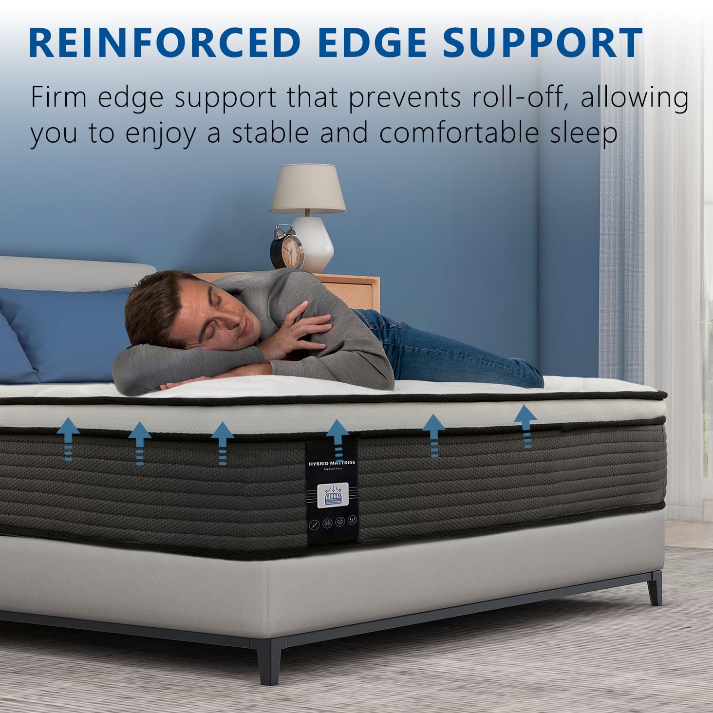 Marine Moon Queen Mattress, 12 Inch Bed In A Box, Plush Pillow Top Mattress, Pocket Coils For Motion Isolation, Medium Firm Supp