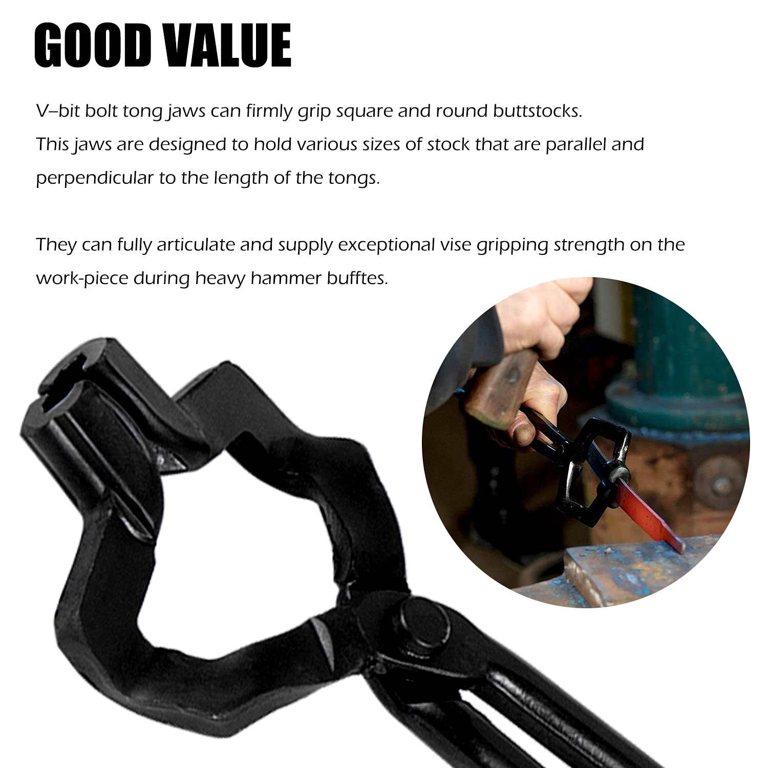 16'' Z V-Bit Style Blacksmith Tongs Knifemaking Bladesmith Blacksmithing Tongs Tools Z Type Tongs With V-Bit Jaws Blacksmith For