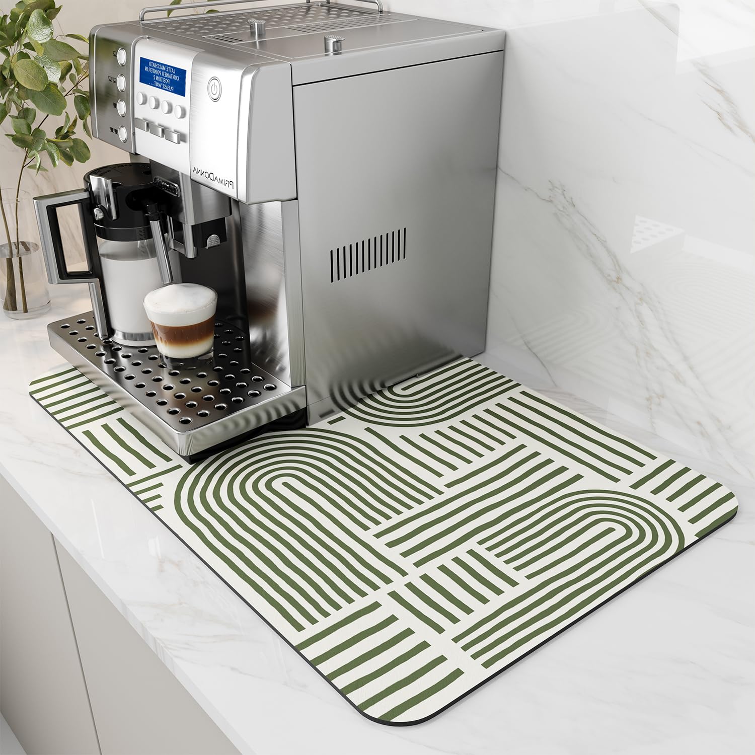 AMOAMI Coffee Mat Hide Stain Rubber Backed Absorbent Dish Drying Mat for Kitchen Counter - Fits Under Coffee Maker & Dish Rack -