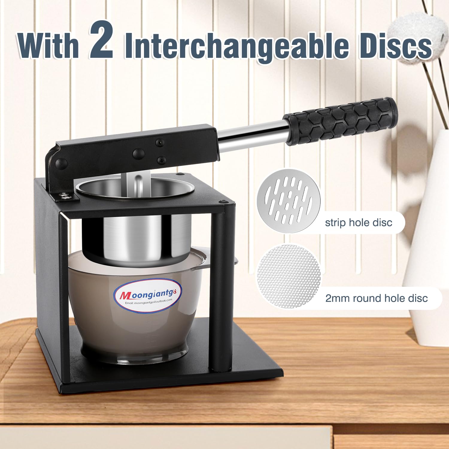 Moongiantgo Potato Ricer Masher With 2 Interchangeable Discs Hand Food Press For Mashed Potatoes, Avocados Puree Or Fruit Juicer