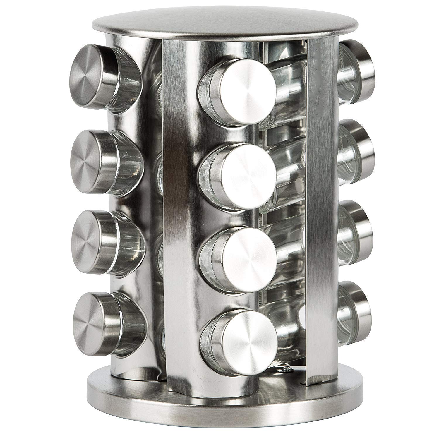 Olpad Spice Rack Organizer For Countertop  Stainless Steel Spice Organizer With 16 Seasoning Jars, Large Standing Cabinet Seaso