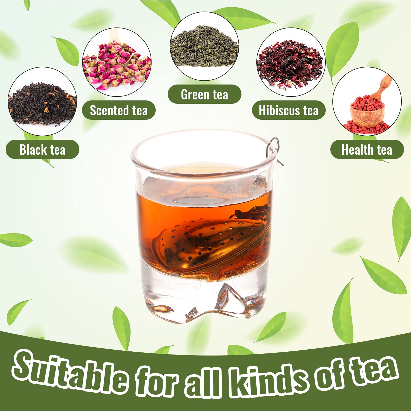 Sumind 50 Pcs Tea Strainer Stainless Steel Tea Ball Infuser Loose Leaf Tea Steeper Tea Interval Diffuser Heart Shape Mesh Tea Fi