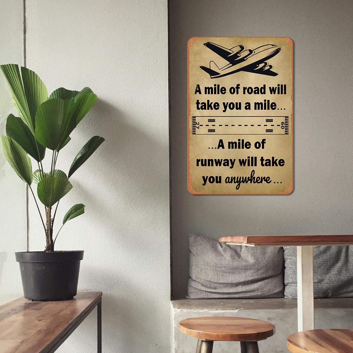 Aviation Metal Sign - Vintage Airplane Travel Tin Sign 8x12 Inch, Retro Wall Art for Home Office, Posters for Pilots, Airplane N