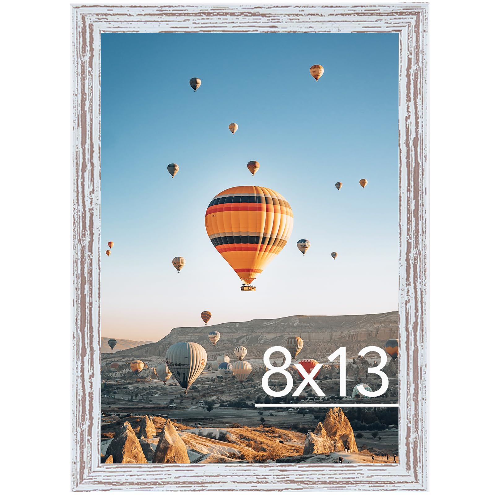 JCJMY 8x13 Picture Frame Rustic White for Wall Hanging or Tabletop, Wall Mounting Horizontally or Vertically, 8 x 13 Wall Galler