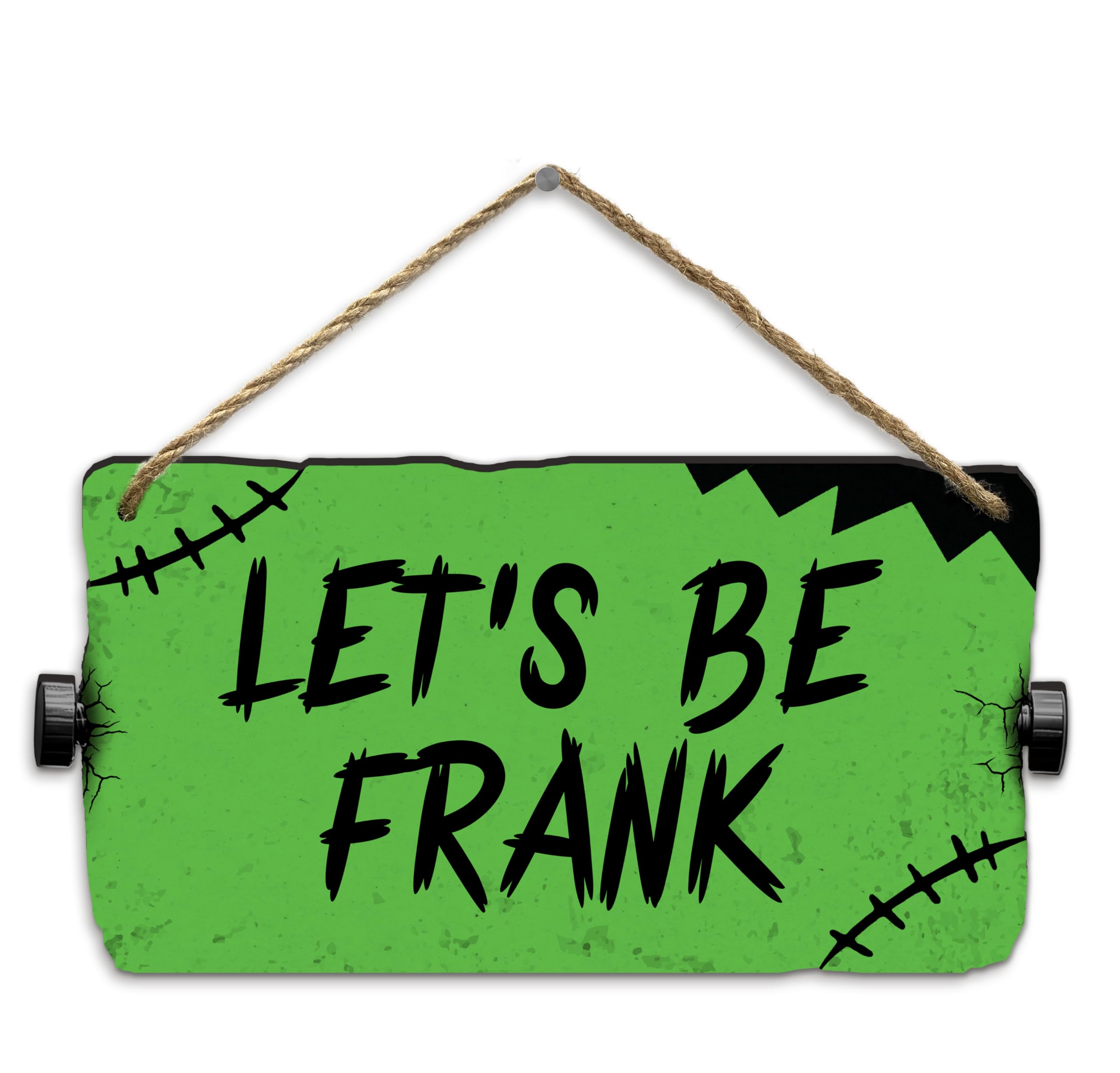 flinelife Let's Be Frank Sign, 12x6, Horror Movie Sign, Wreath Sign for Indoor Outdoor Use