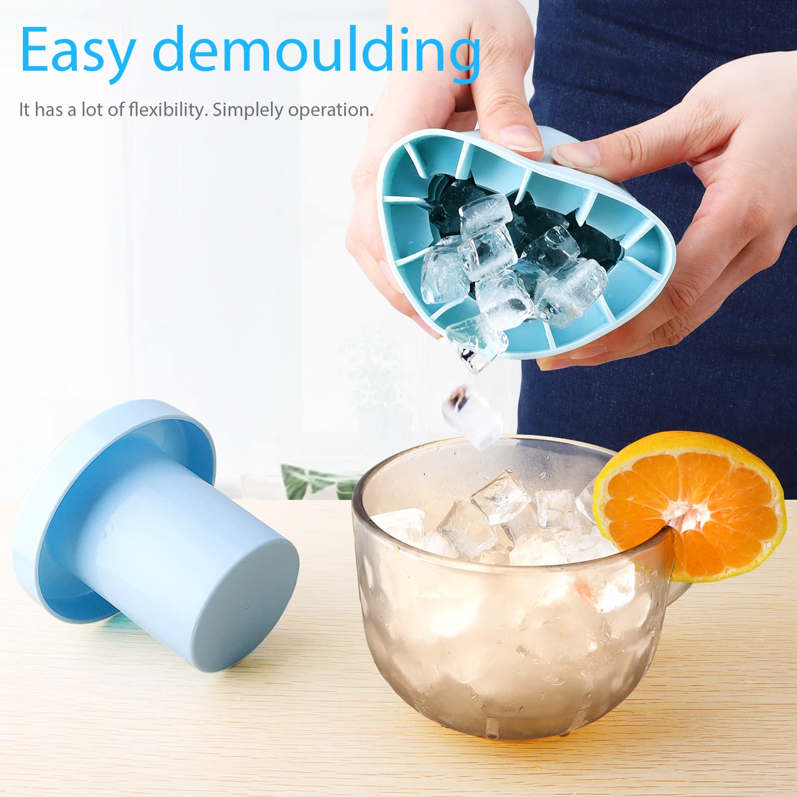 Mini Ice Maker Cup, Cylinder Ice Cube Mold, Small Ice Cube Tray With Lid, Decompress Ice Lattice Molding Ice Cup Press-Type, 60