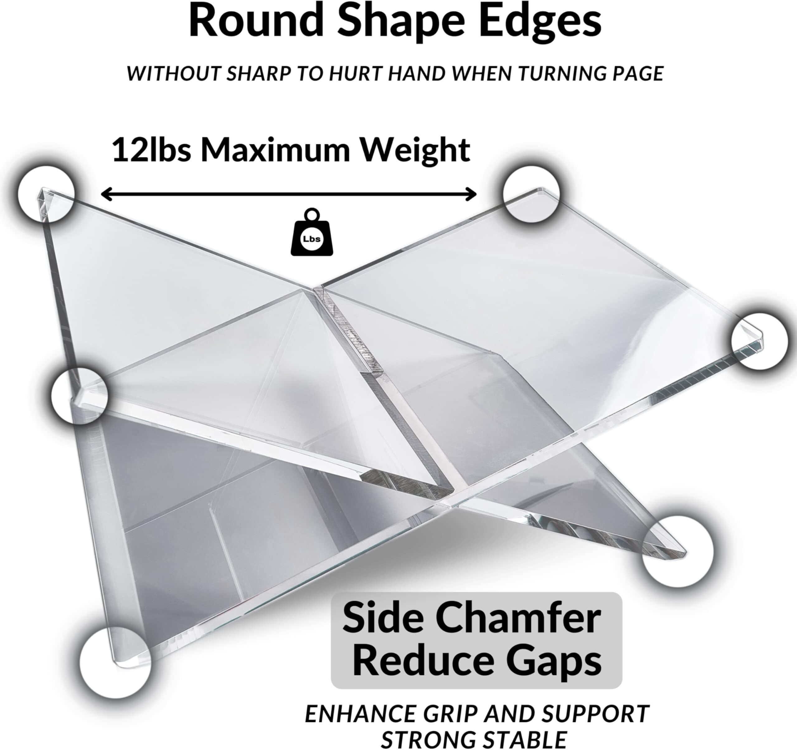 Honygebia Clear Acrylic Book Stands - Cross Frame Acrylic Book Holder, Open Bookstand For Display And Reading, Suitable For Art,