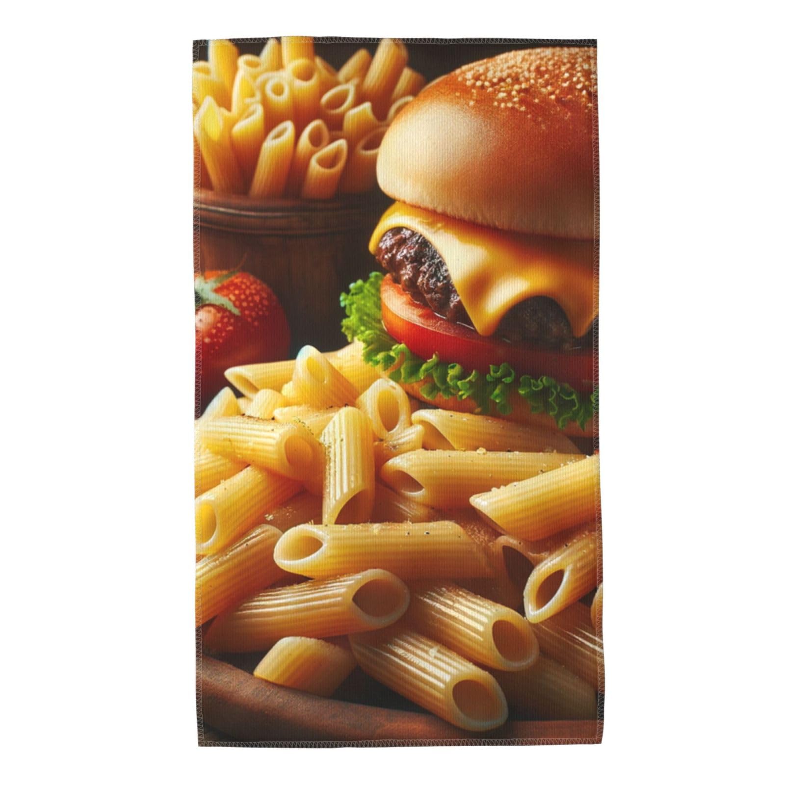 Augenstern Hamburger-Cheese-Penne-Pasta Microfiber Beach Towel 27.5 X 16 Inches, Soft Absorbent Bath Towel for Bathroom, Pool, B