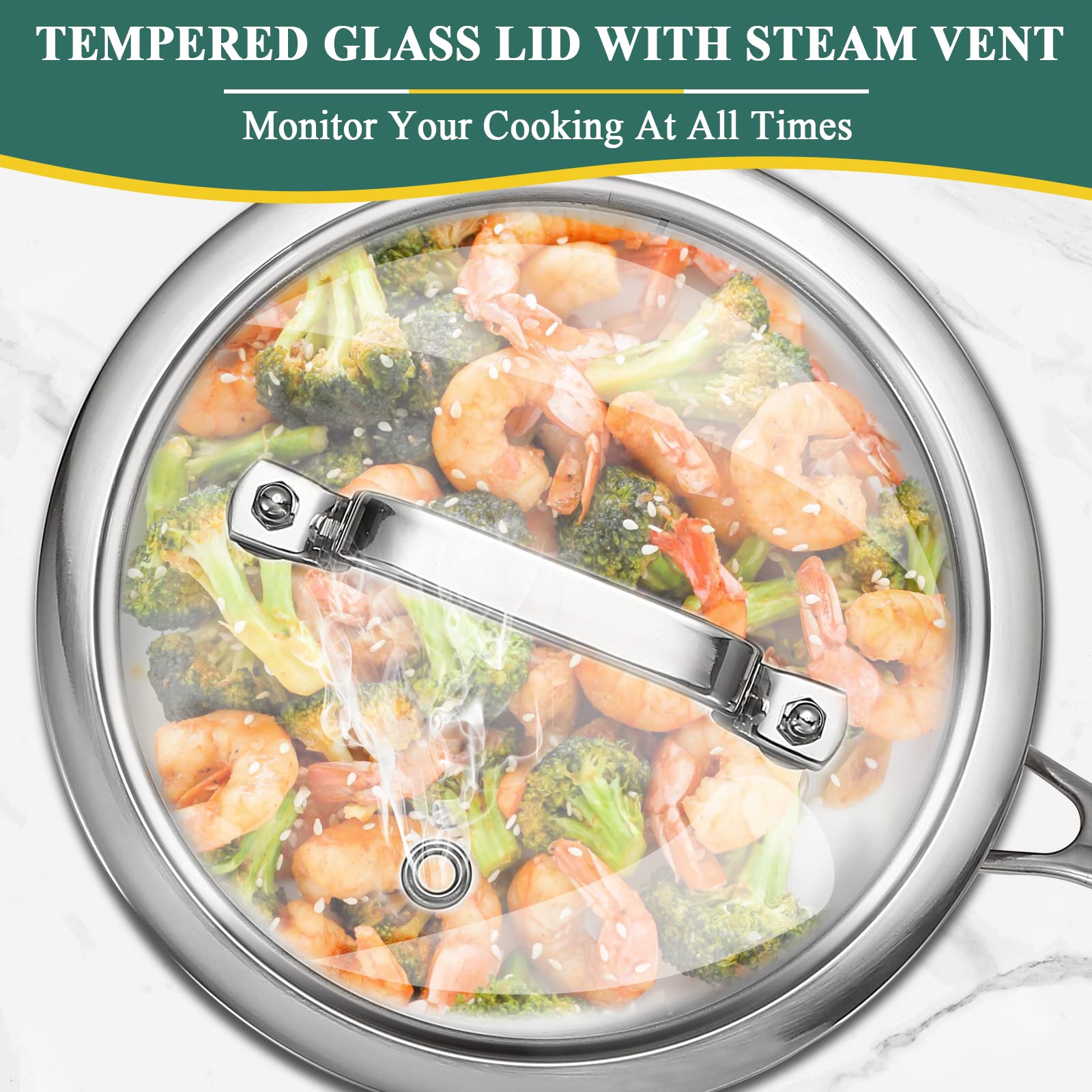 Delarlo Tri-Ply Stainless Steel Sauce Pan, Stainless Steel Pot 2 Qt, All Stove Compatible 600?(Lids 300?), 2 Quart Saucepan With