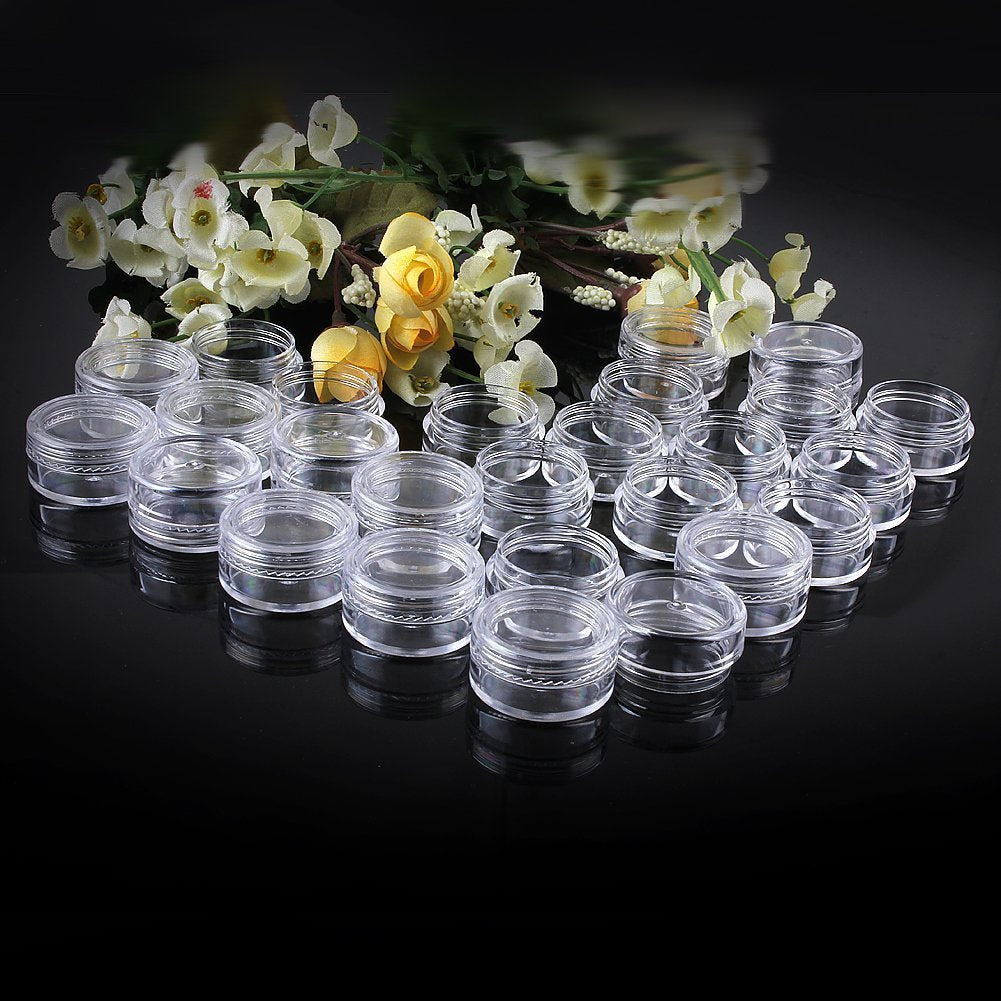 Eforcase 25/50/100 Pcs Clear Empty Plastic Cosmetic Containers 5 Gram Size Pot Jars Eyshadow Container Lot (25 Pcs) by Beauticom