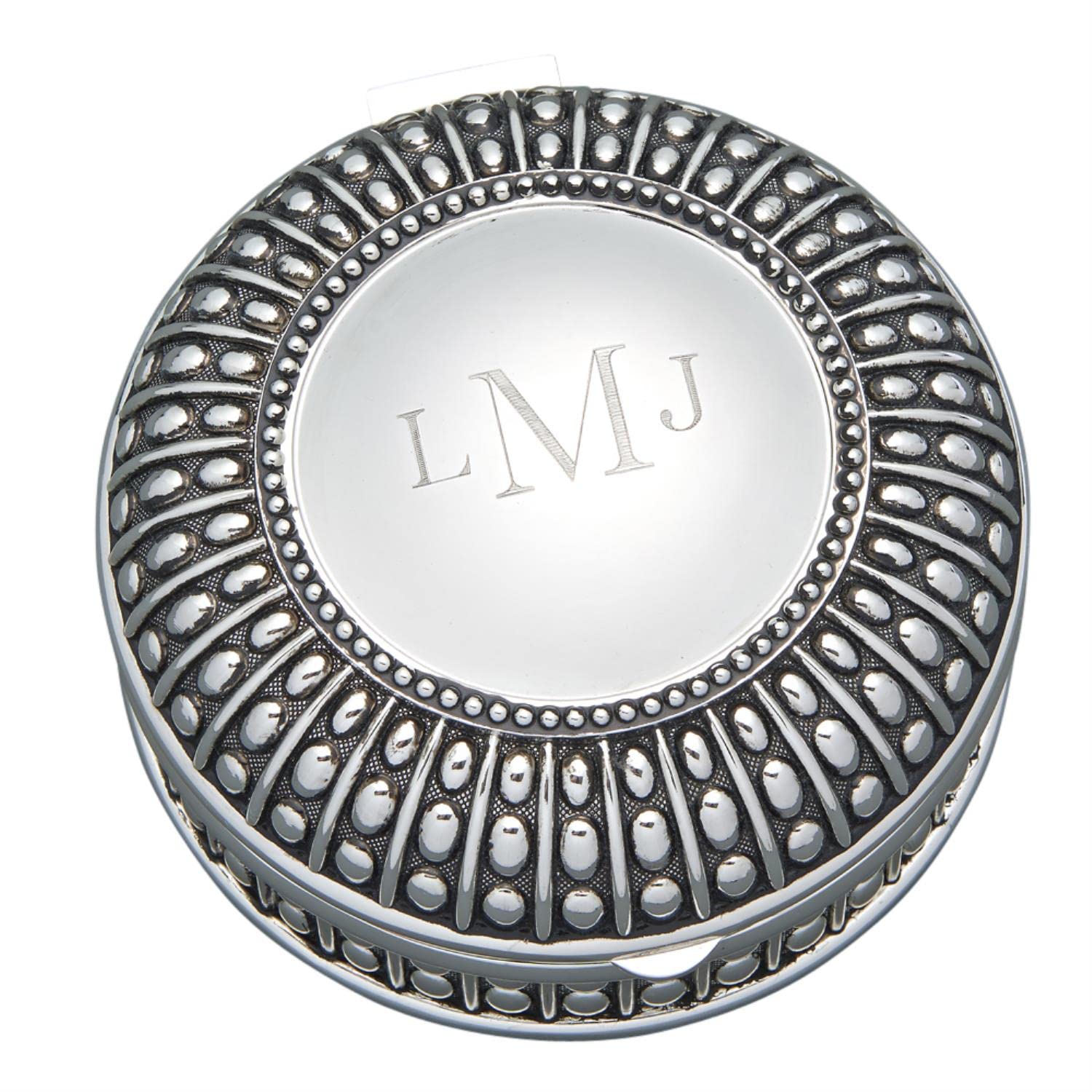 1home Beaded Antique Round Box, SP 4.5 Dia