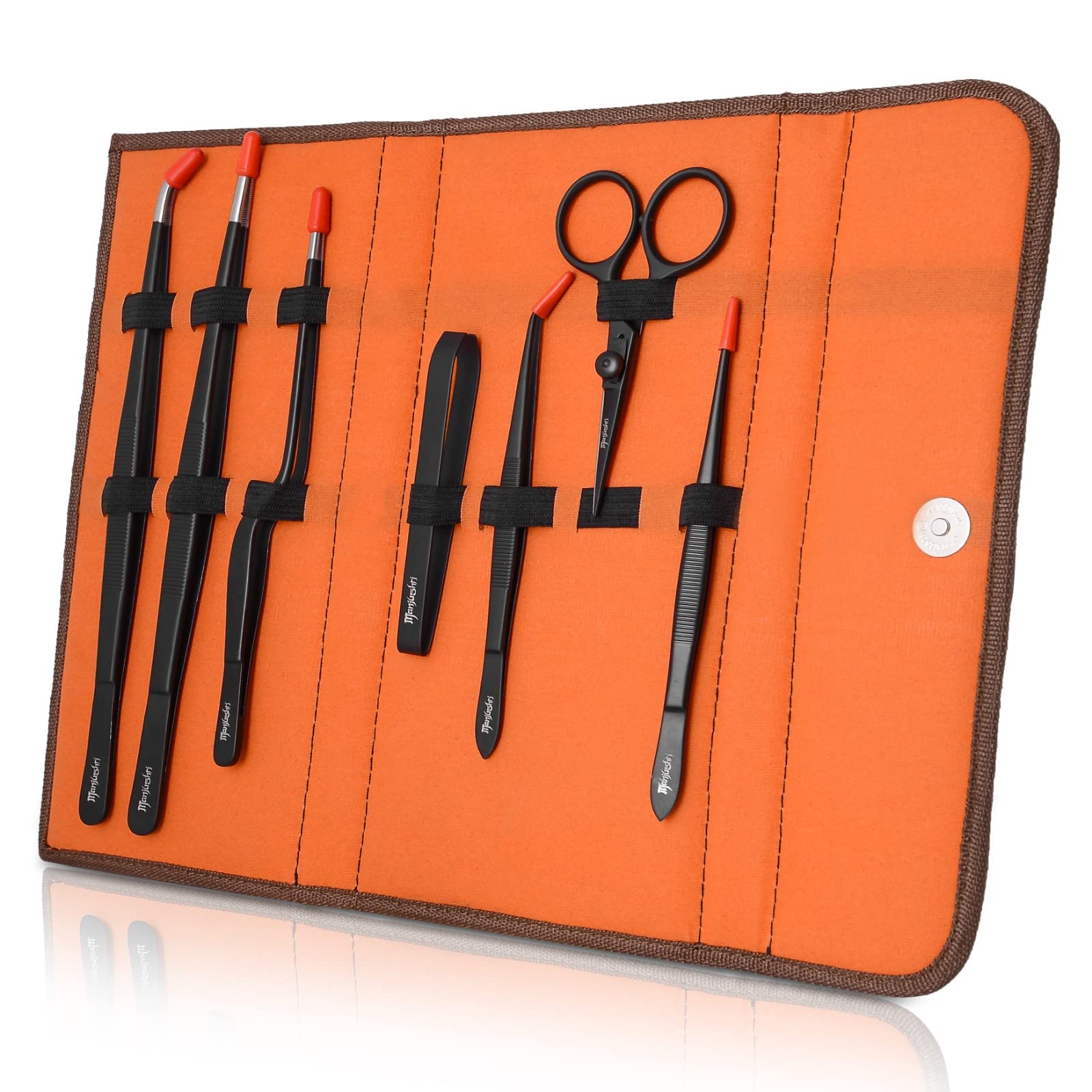 Manjushri Professional Chef Tweezer Tongs Scissors Pin Bone Pliers Cooking Baking Set (Black)