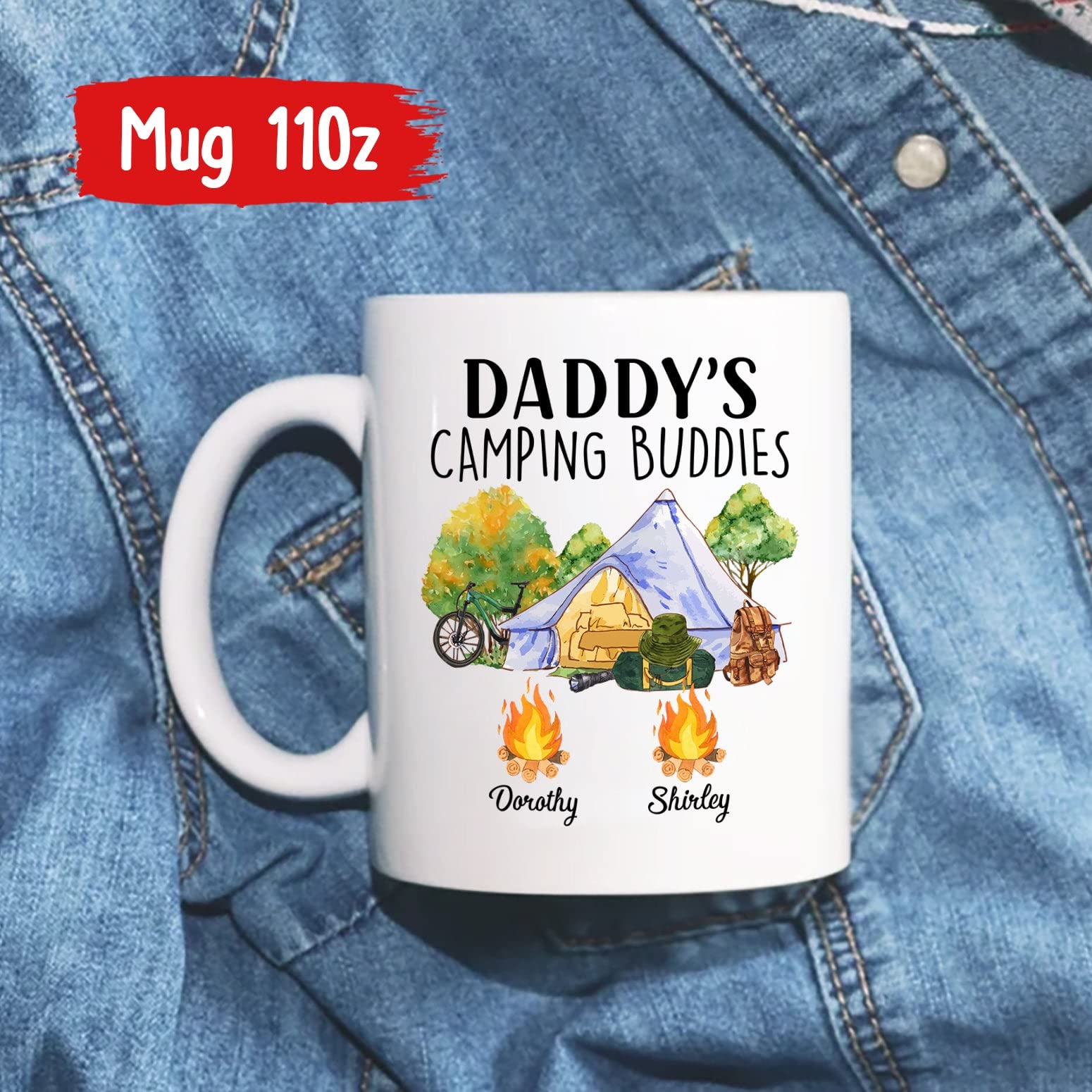 Dad Camping Mug, Personalized Camping Dad Gifts, Daddy Camping Buddies Mug, Custom Children's Names Mug Gifts For Father, Campin