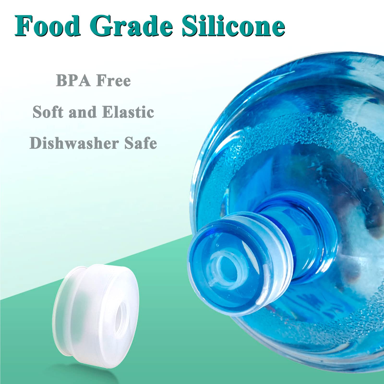 3 & 5 Gallon Water Jug Cap Reusable Silicone Replacement Cap Lids, Non Spill 55Mm Water Bottle Caps For Snap Top Bottle And Wate
