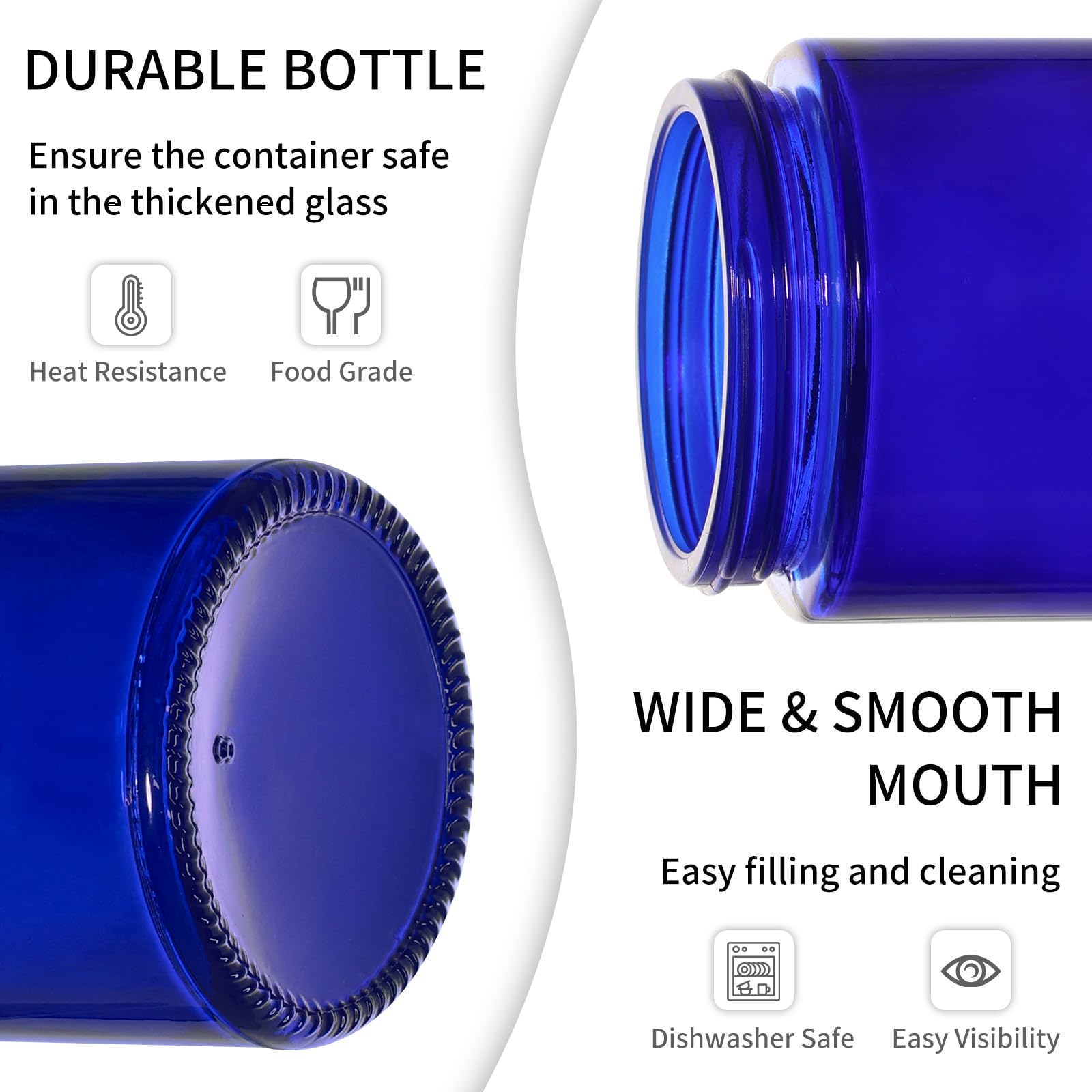 Keywing 4Oz Blue Glass Cosmetic Jars With Black Lids, 24 Pack Empty Small Glass Jars With Inner Liners For Cream, Lotion, Ointme