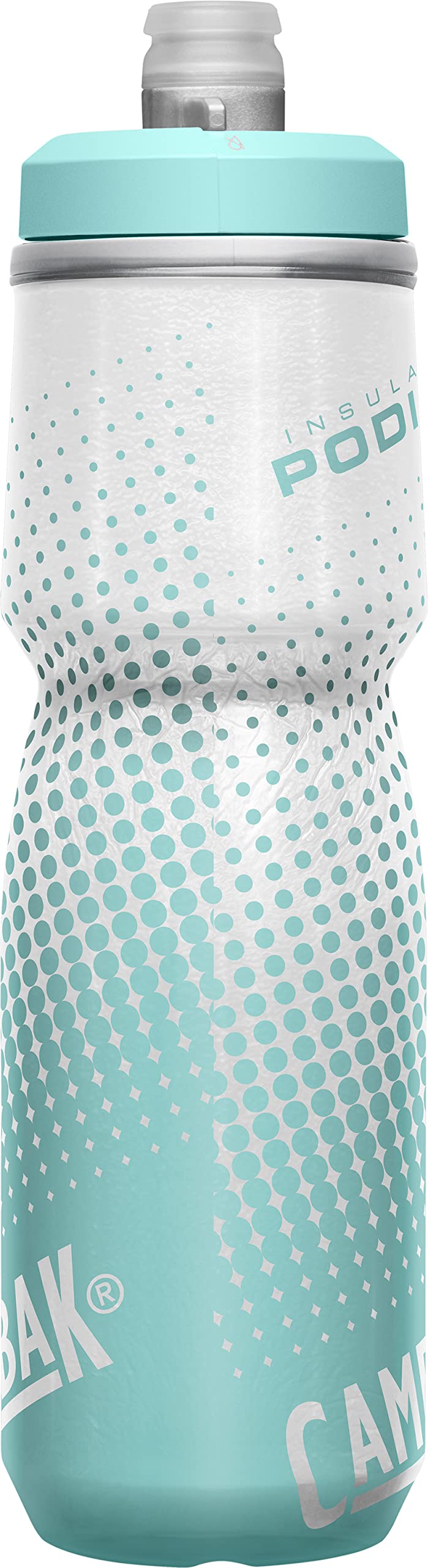 camelBak Podium chill Insulated Bike Water Bottle - Easy Squeeze Bottle - Fits Most Bike cages - 24oz  Teal Dot