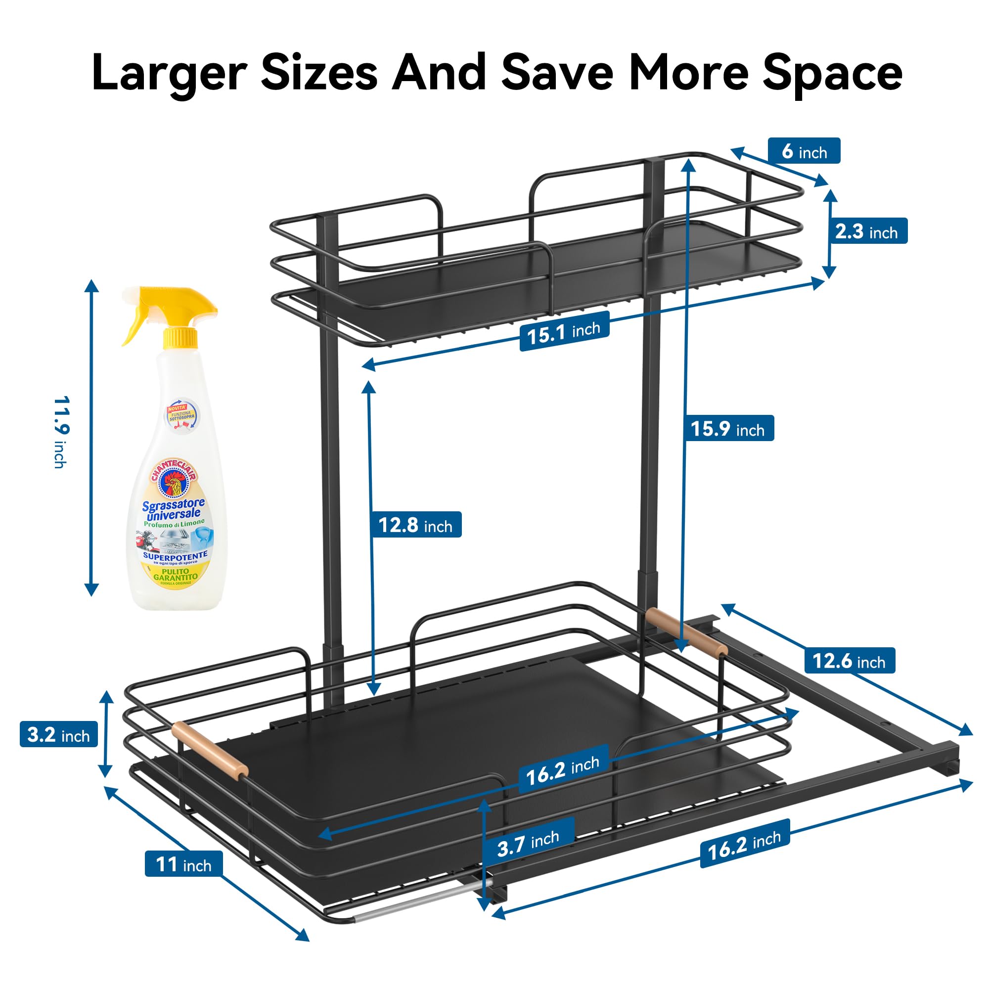 Lamu Under Sink Organizers And Storage, 2 Tier Bathroom Kitchen Cabinet Organizers And Storage, Pull Out Under Sink Storage Kitc