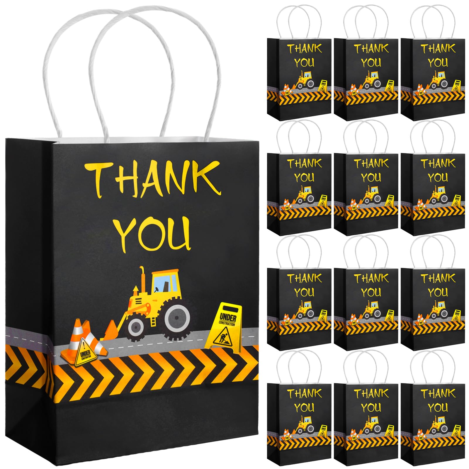 Outus 12 Pieces Construction Party Favors Bags Truck Themed Candy Goodie Bags for Birthday Themed Party Supplies Decorations, 8.