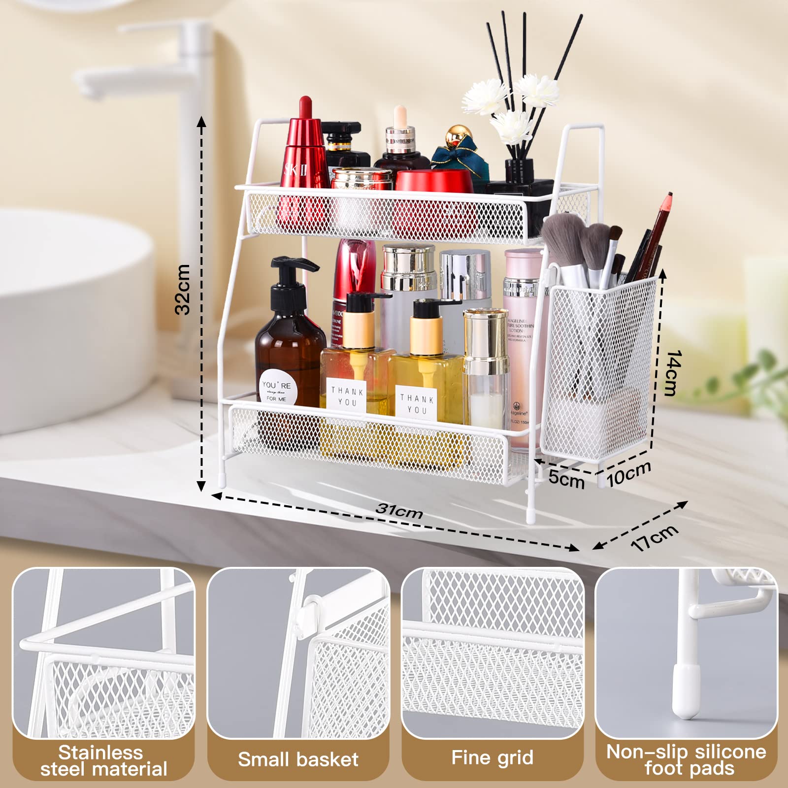 LEMIKKLE Countertop organizer for bathroom counter, bathroom organizers and storage, spice rack organizer for kitchen counter sh