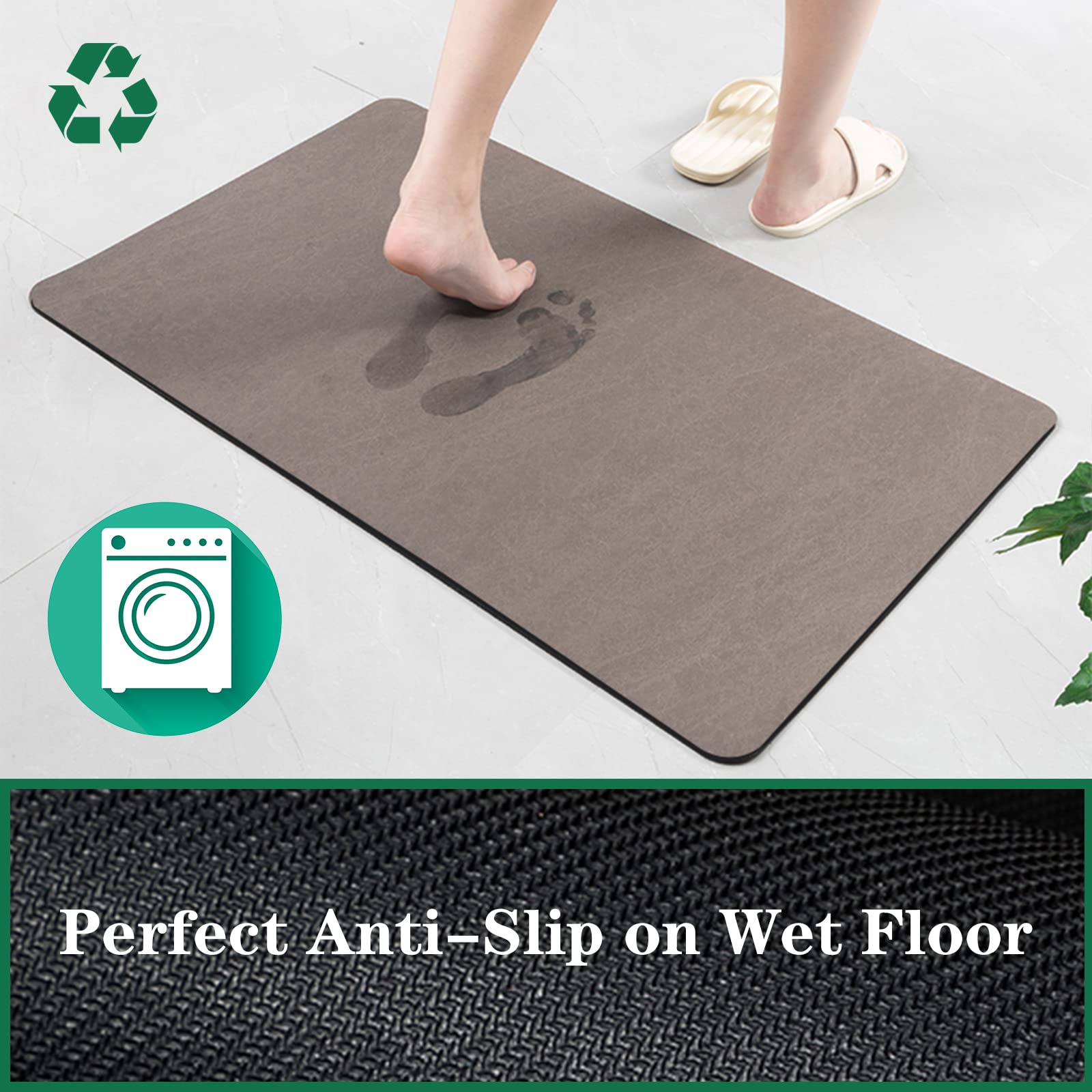 Zoryllic Bathroom Rug Mat Thin Super Absorbent Bath Rug Non Slip Mat Bathroom Floor Mat Washable Bathroom Rug Runner fit Under Door for Bathtub Kitchen Shower and Laundry Room