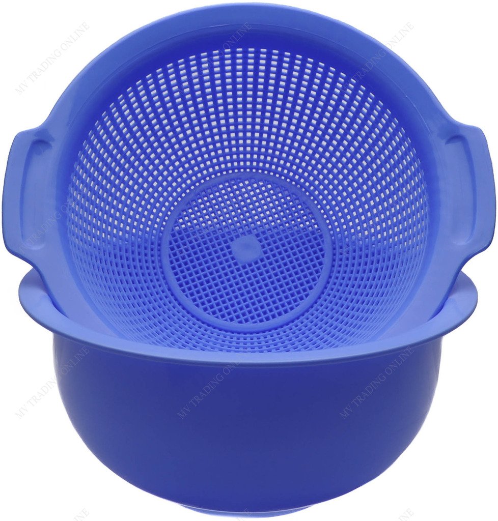 M.V. Trading K810Bl 2-In-1 Washing Vegetables Basin With Stainer Basket, 12-Inches, 6-Quarts