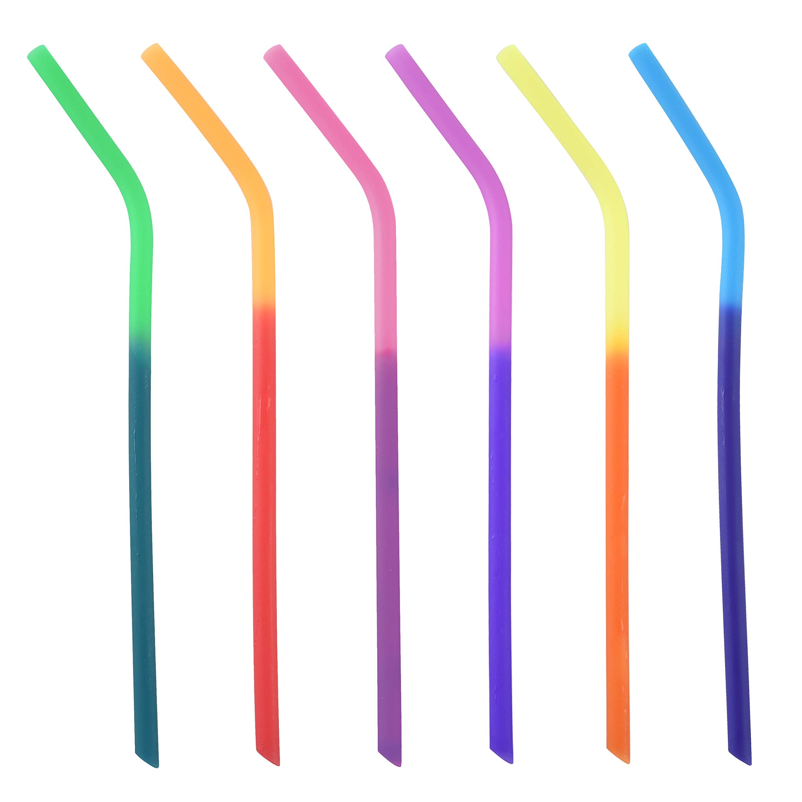 Norpro Silicone Color Changing Straws With 2 Cleaning Brushes, Set Of 6