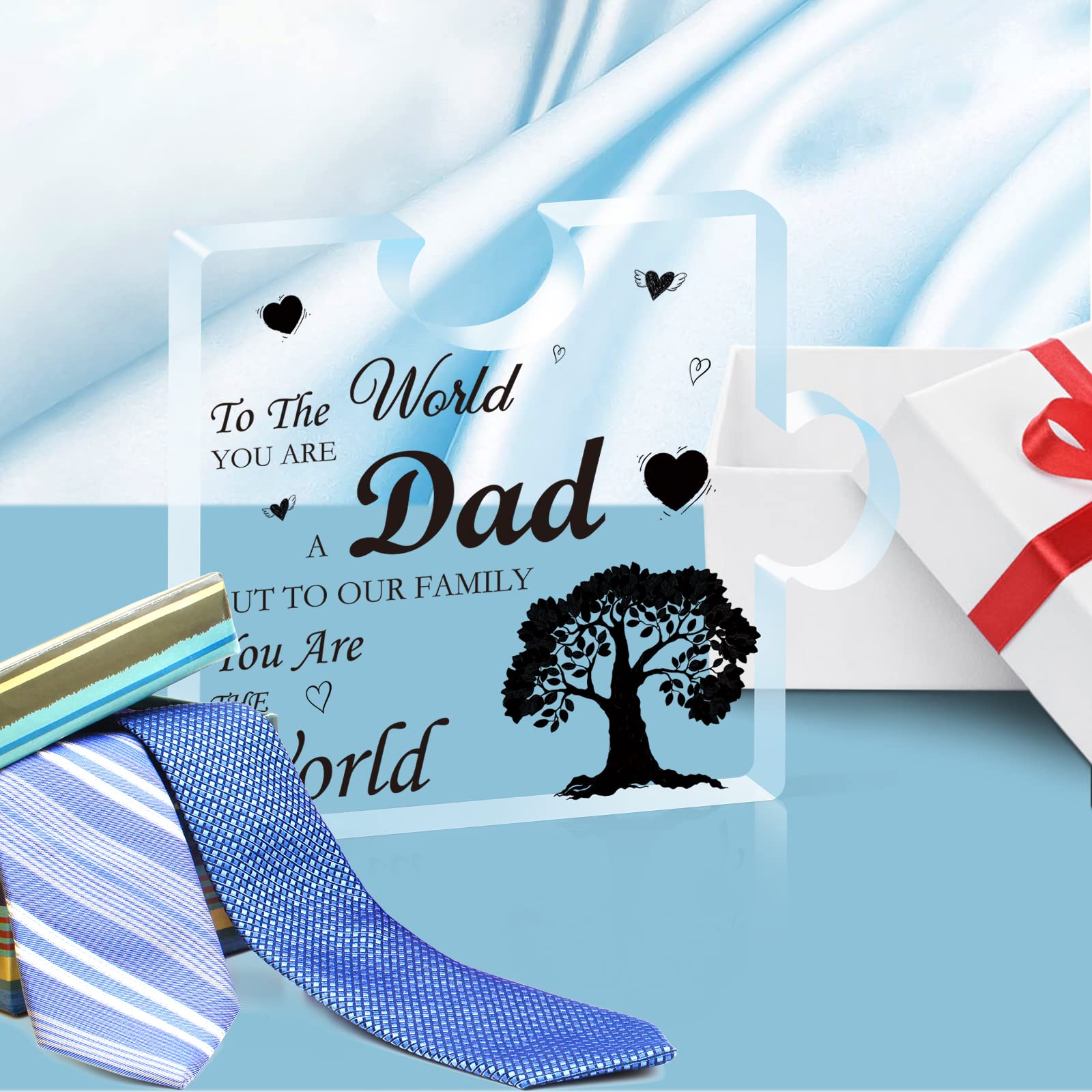 CSYY Dad Gift from Daughter Son, Acrylic Plaque Gift for Dad, Dad Plaque Gift Puzzle Shaped, Dad Birthday Present, Dad Presents