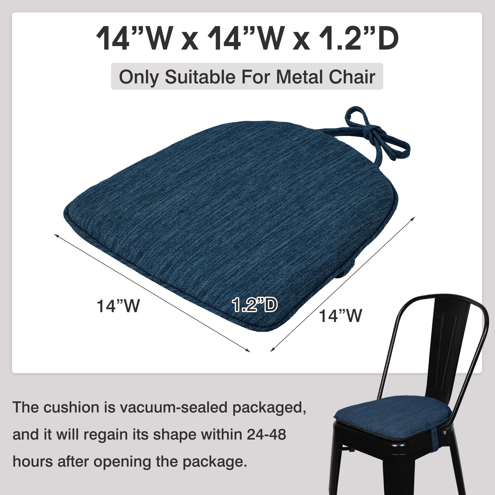 Baibu Super Soft Metal Dining Chair Pads Set Of 2, Bar Stool Cushion With Ties For Metal Chairs Or Bar Stools - 2 Cushions Only