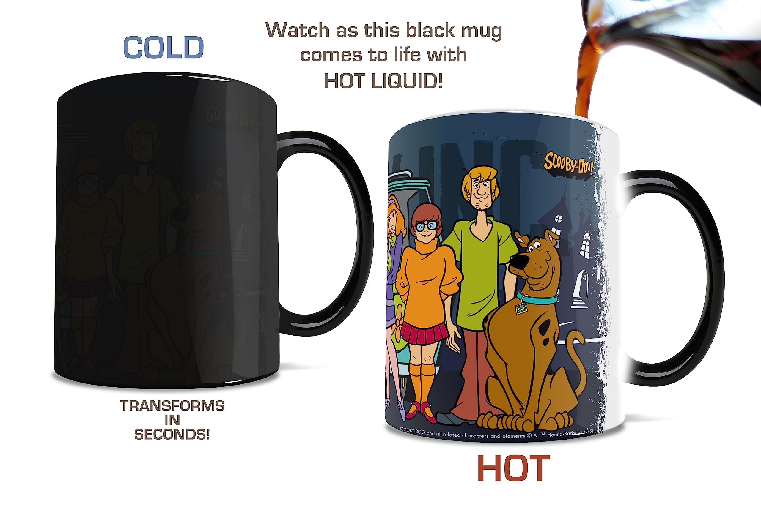 Morphing Mugs Scooby Doo - Scooby Gang Mystery Inc - One 11 Oz Color Changing Heat Sensitive Ceramic Mug - Image Revealed When H