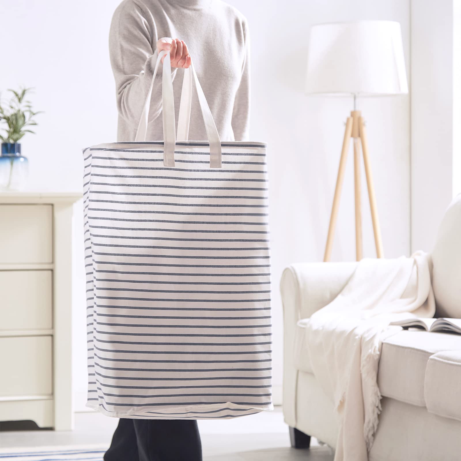 72L Freestanding Laundry Hamper  Collapsible Waterproof Clothes Basket with Easy Carry Long Handle  Washing Bag for Clothes  Toys (2 Pack  Grey)