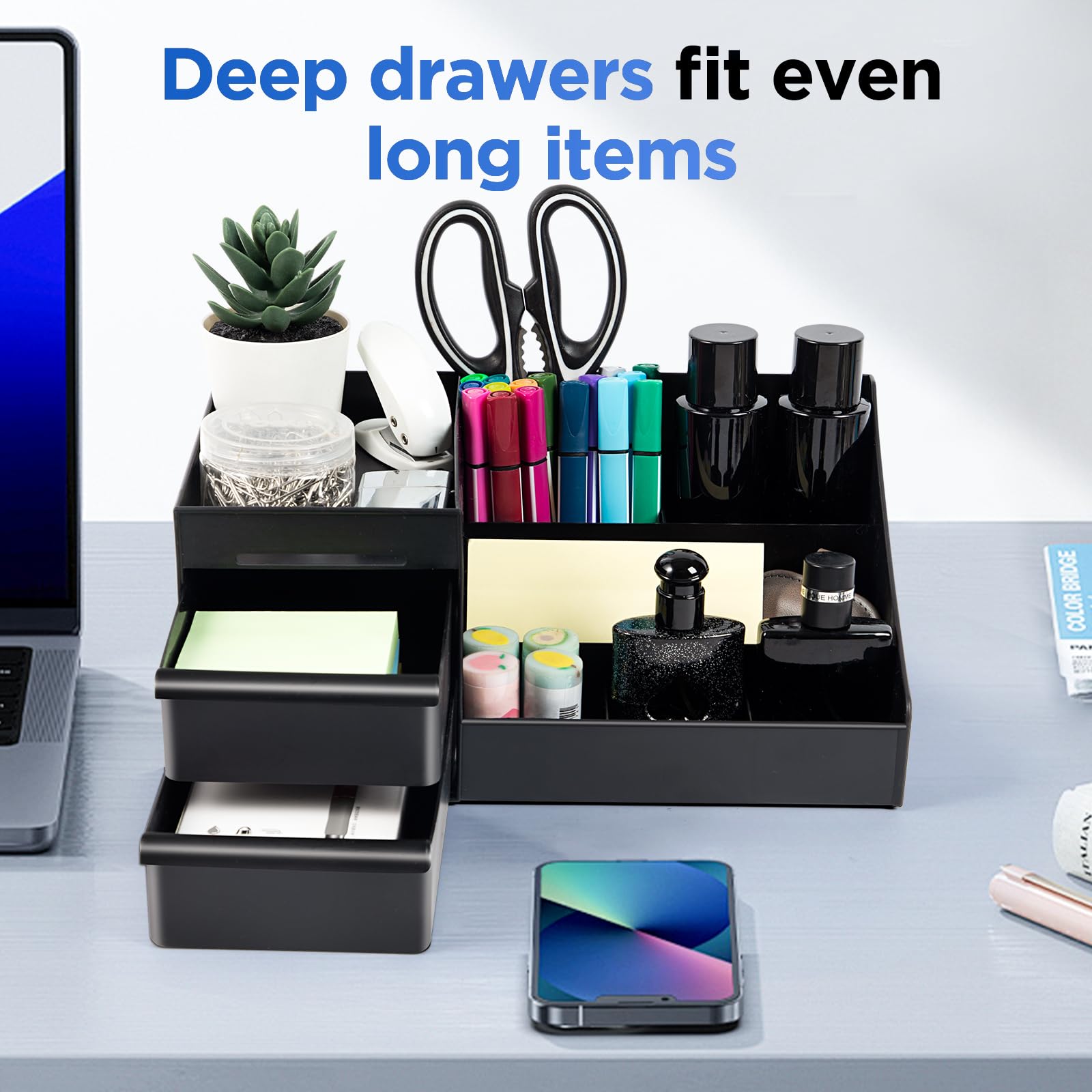 EXIN DECHEN Cologne Organizer for Men, ABS Dresser Stand, 11"x6.7"x5", Black, Model E8, Essential Perfume Shelves