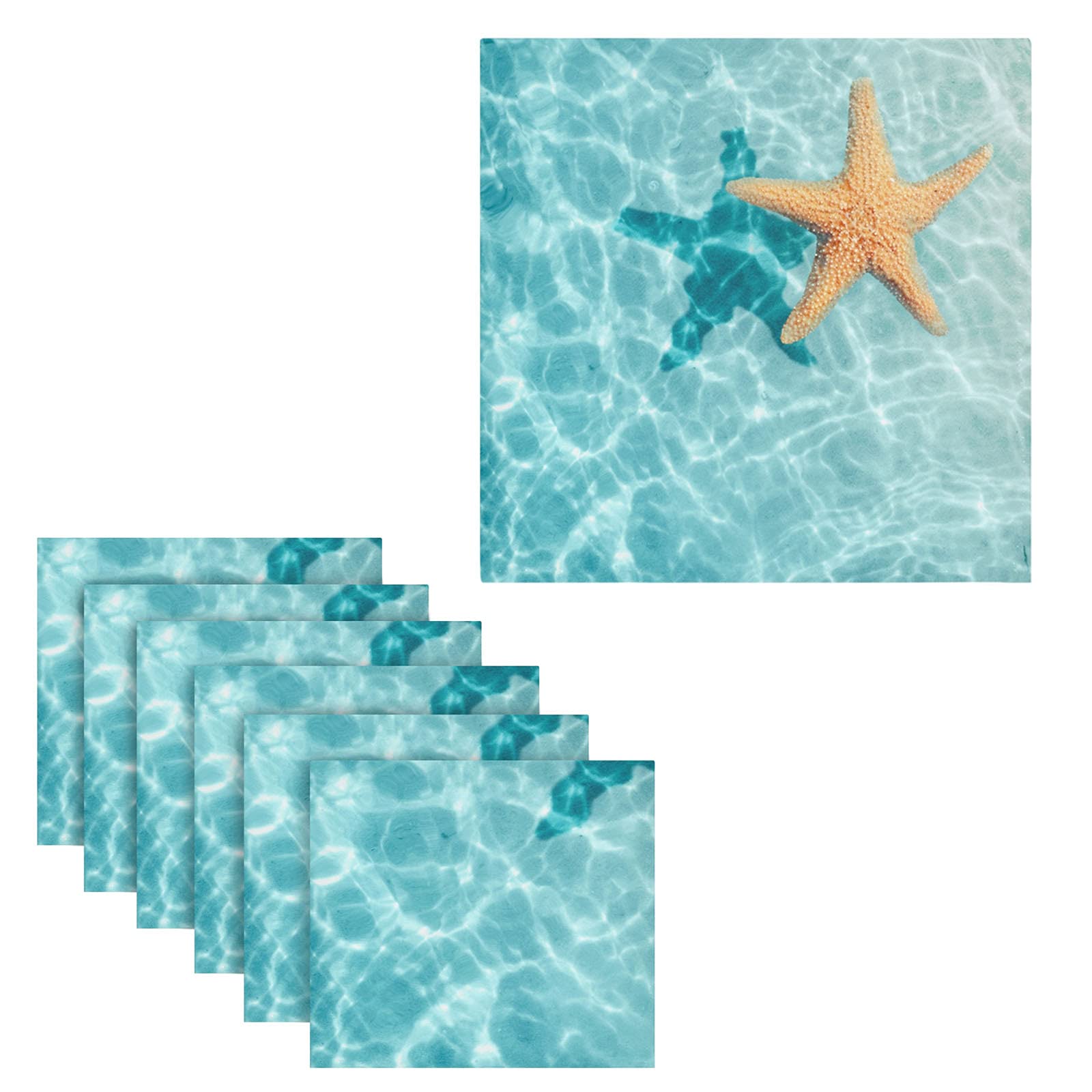 Exnundod Beach Starfish Summer Napkins Set Of 6 Ocean Sea Blue Dinner Guest Napkins For Kitchen Dinning Table Summer Decor Reusa