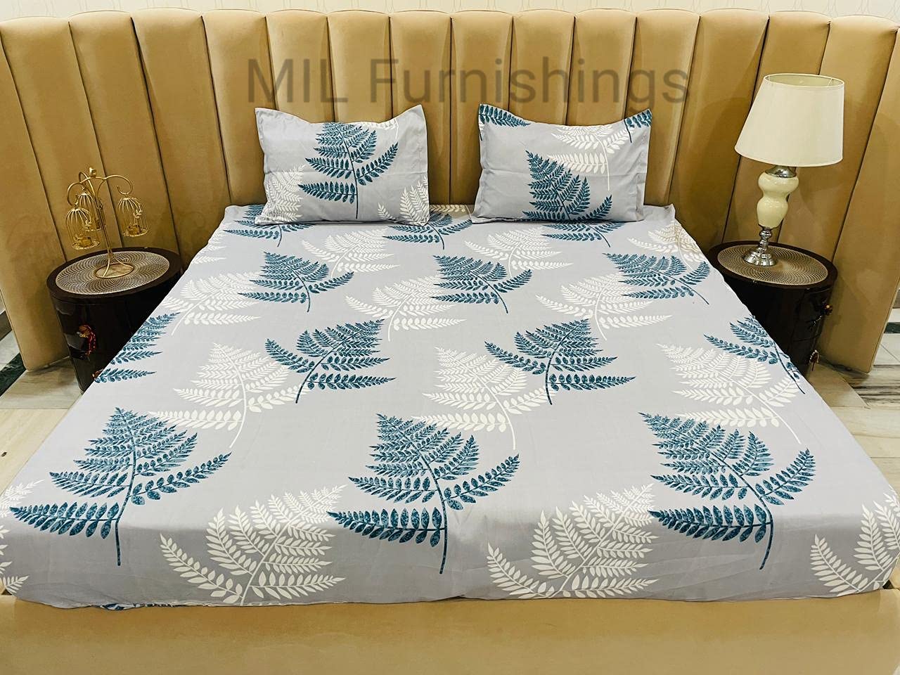 Mil Furnishings Cotton Blend 160Tc King Bedsheet With Pillow Covers (Grey)