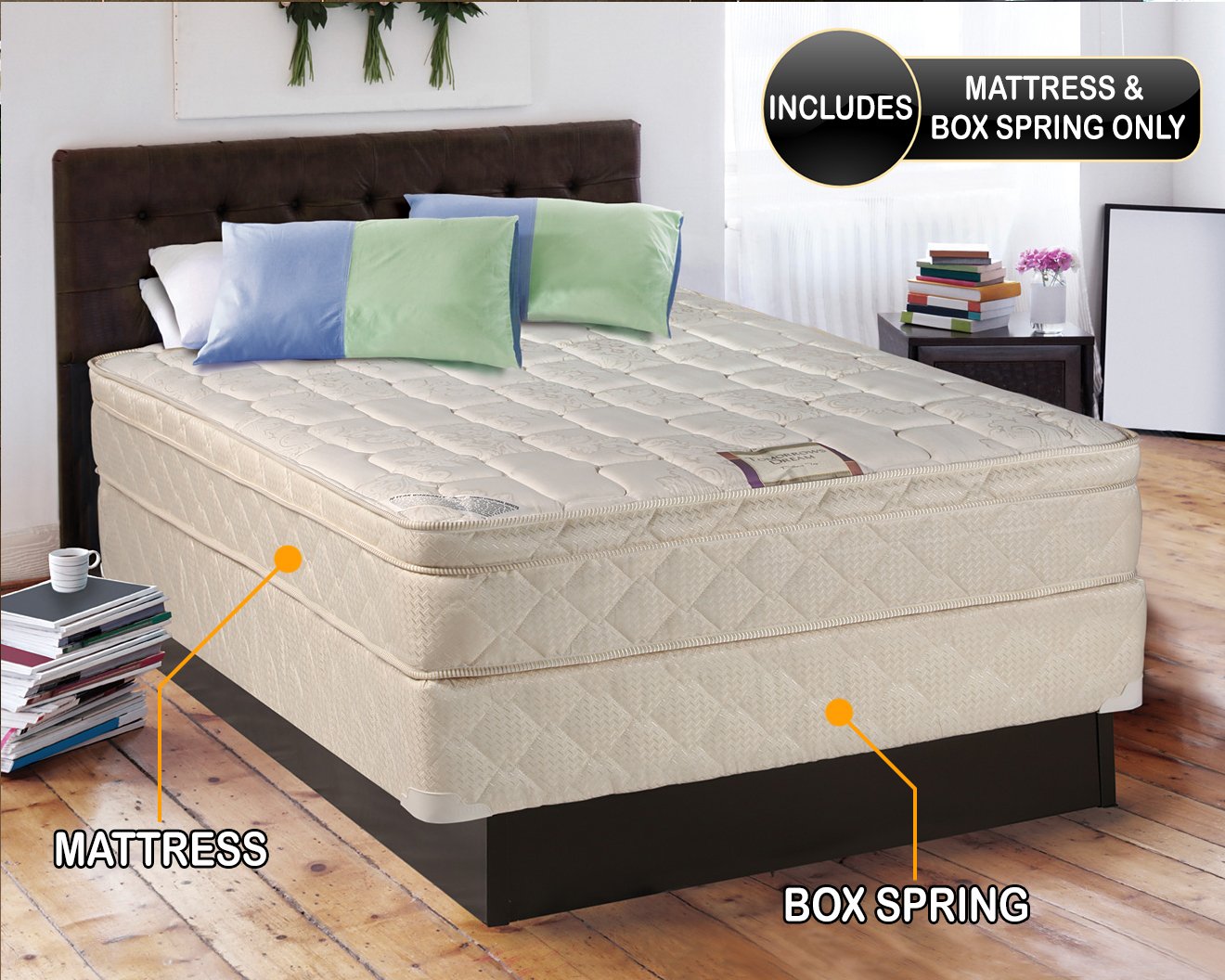Dream Solutions Usa Tomorrow 'S Dream Inner Spring Eurotop (Pillow Top) Queen Size (60 ''X80 ''X10 '') Mattress And Box Spring S