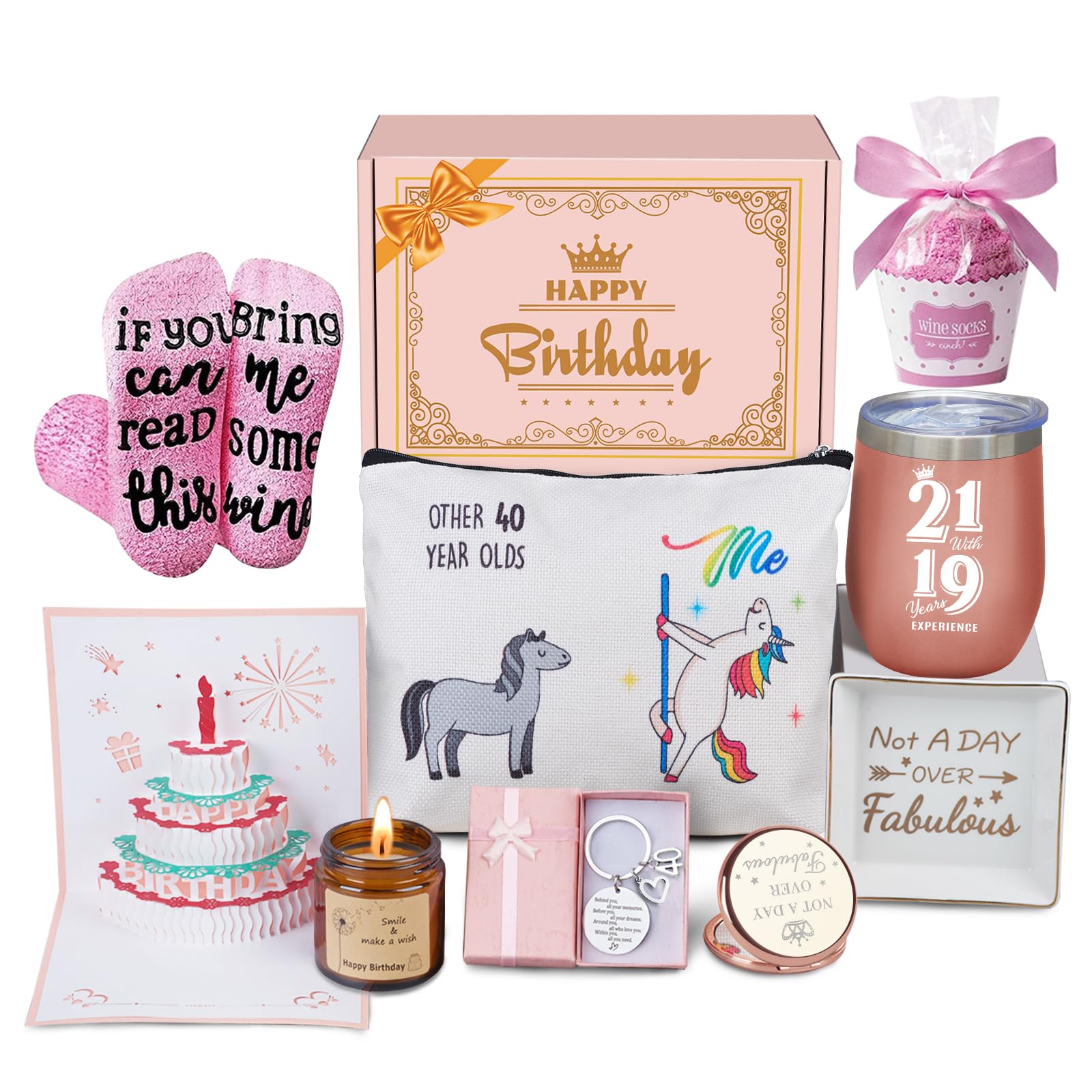 40Th Birthday Gifts For Women, Happy 40Th Birthday Gifts Basket For Her Best Friend Mom Sister Wife Coworker Turning 40, Gift Fo