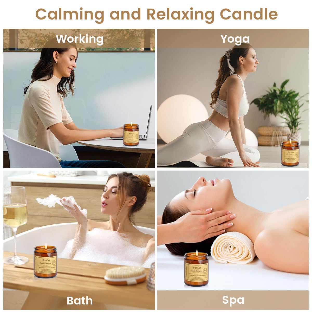 4 Pack Candles for Home Scented, Scented Candles Gift Set for Women, Aromatherapy Candle, 28 oz Soy Candle for Stress Relief and