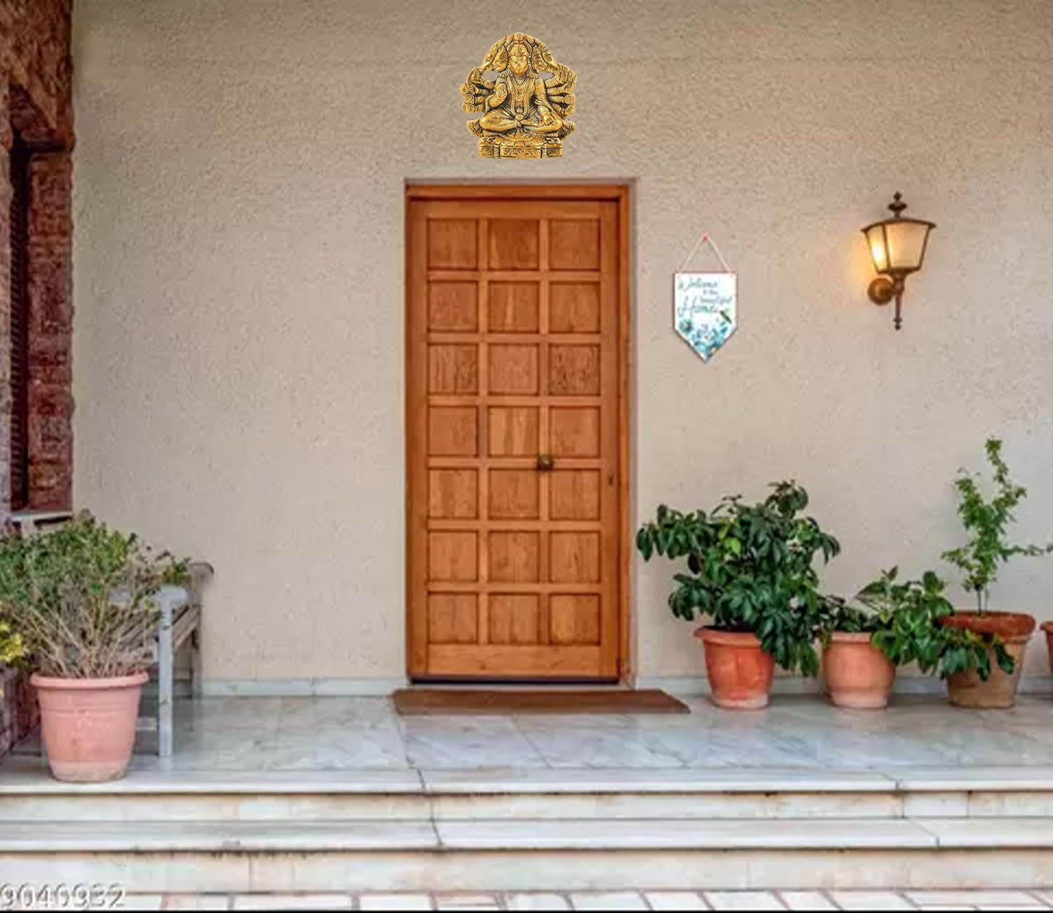 Kitlyn Metal Panchmukhi Hanuman Ji Murti / 5 Mukhi Hanuman Avatar/Panchmukhi Hanuman Ji Wall Hanging Door Entrance 5 Inches