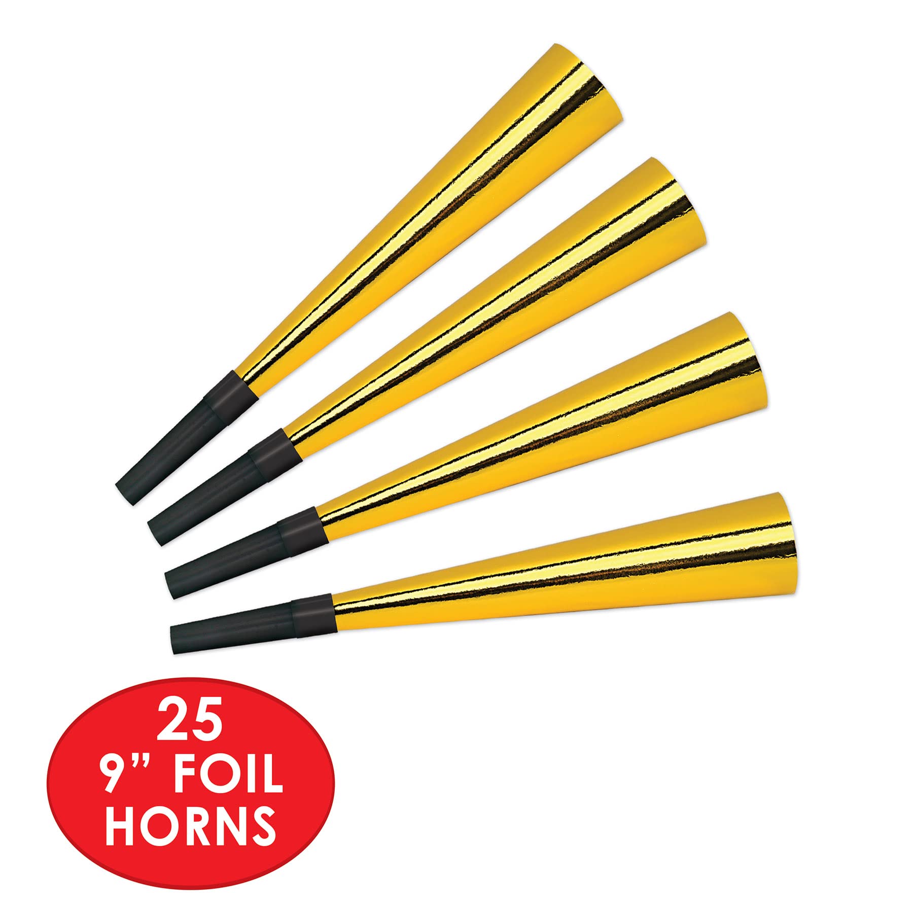 Beistle Black & Gold Happy New Year'S Eve Party Supplies Assortment For 50 People - Nye Photo Booth Props - Hats, Tiaras, Noisem