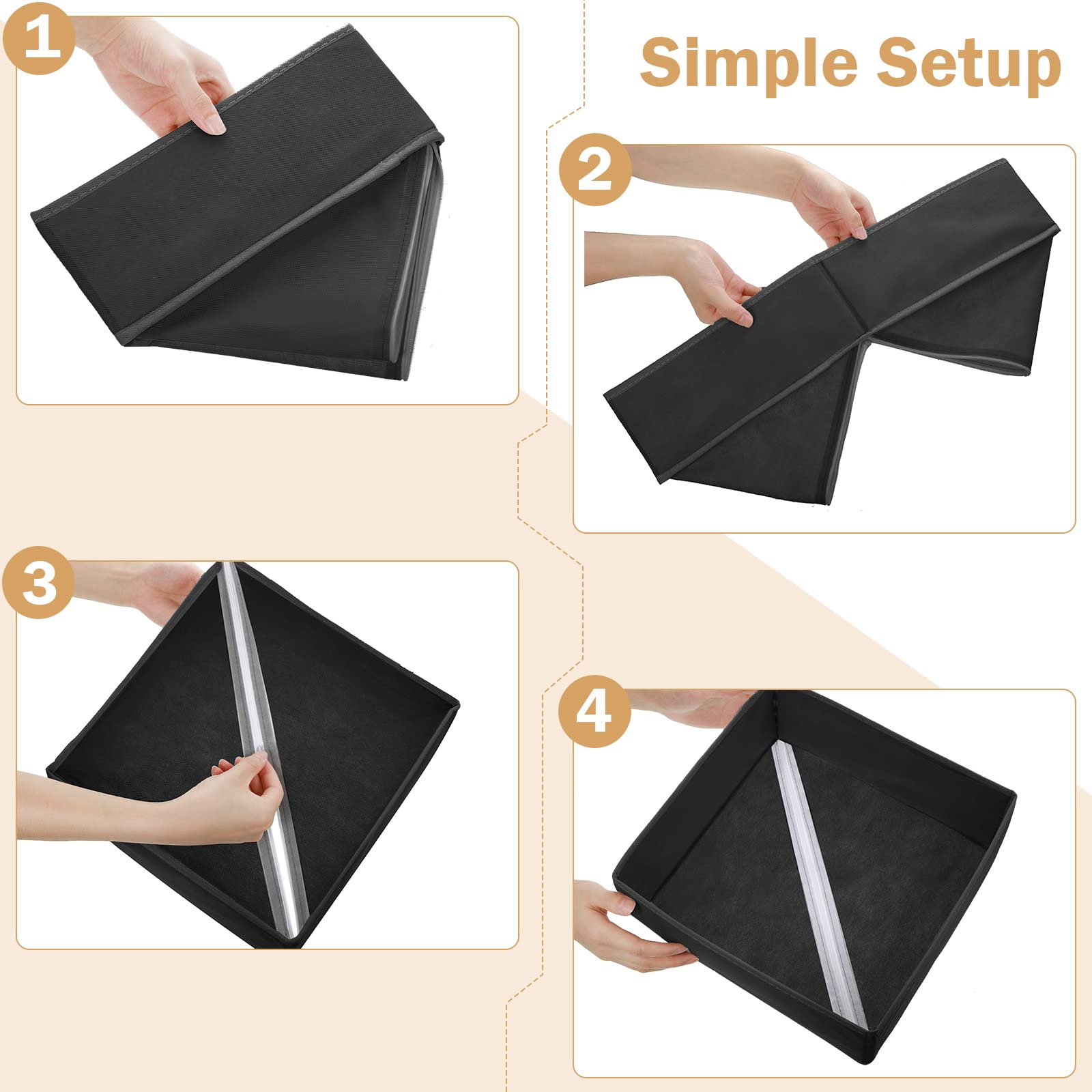 Potchen 24 Set Clothes Dresser Drawer Organizers, Nursery Closet Clothing Wardrobe Organizers Storage Dividers, Foldable Cloth B