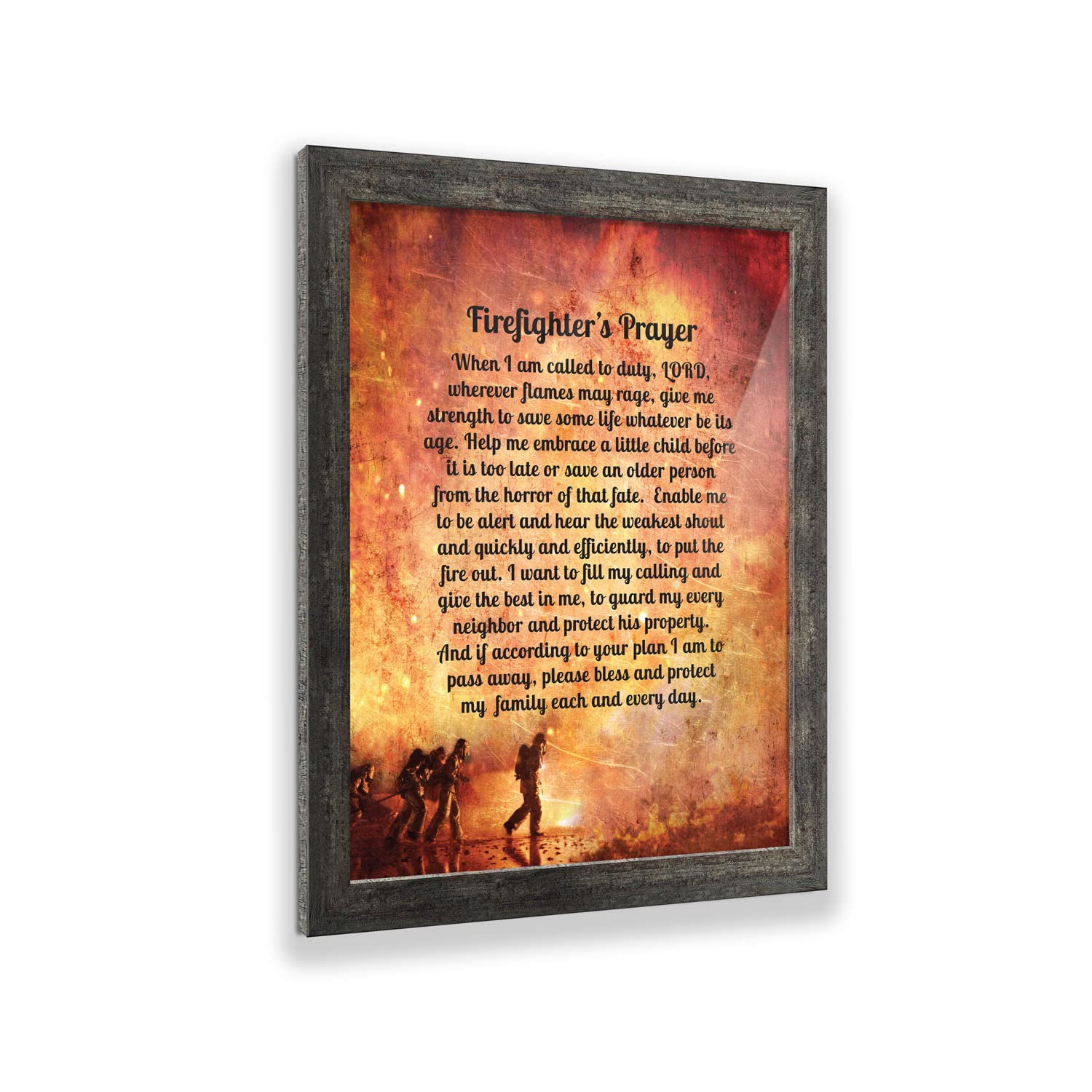 Crossroads Home D  Cor Firemans Prayer Picture Frame, Firefighter Decor, Firefighter Graduation Present, 2104Bw
