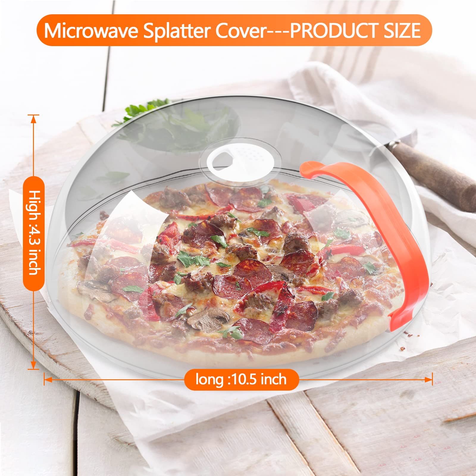 Microwave Cover For Food Splatter, Bpa Free, Microwave Plate Cover Guard Lid With Handle, Food Cover Steam Vents Keeps Microwave