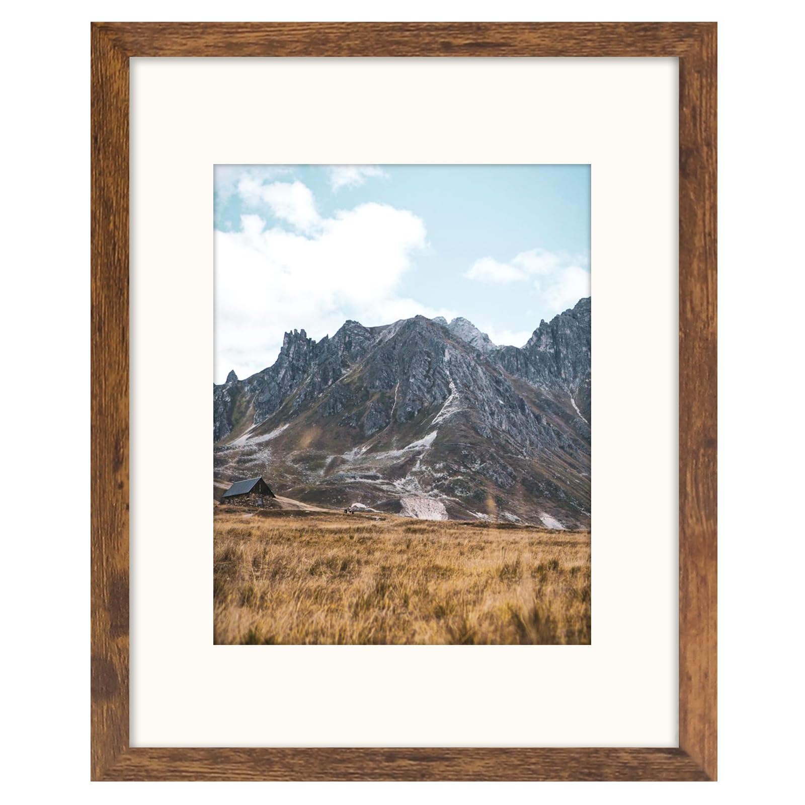 SNXJWA Brown 11x14 Picture Frame with Mat for 8x10 Display, Rustic Wall Photo Frame for Horizontal and Vertical, 1 Pack